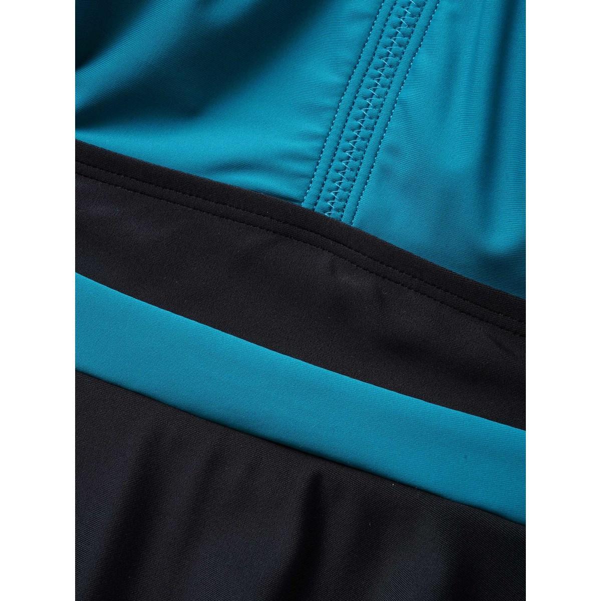 Plus Size V Neck Two Tone Patchwork Swim Dress Women's Swimwear Emerald Beach Bodycon V-neck High stretch Curve Swim Dresses BloomChic 30/6X Product Image