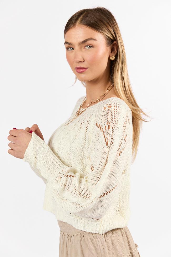 I'm Just Me Ivory Cable Knit Lightweight Sweater FINAL SALE Product Image