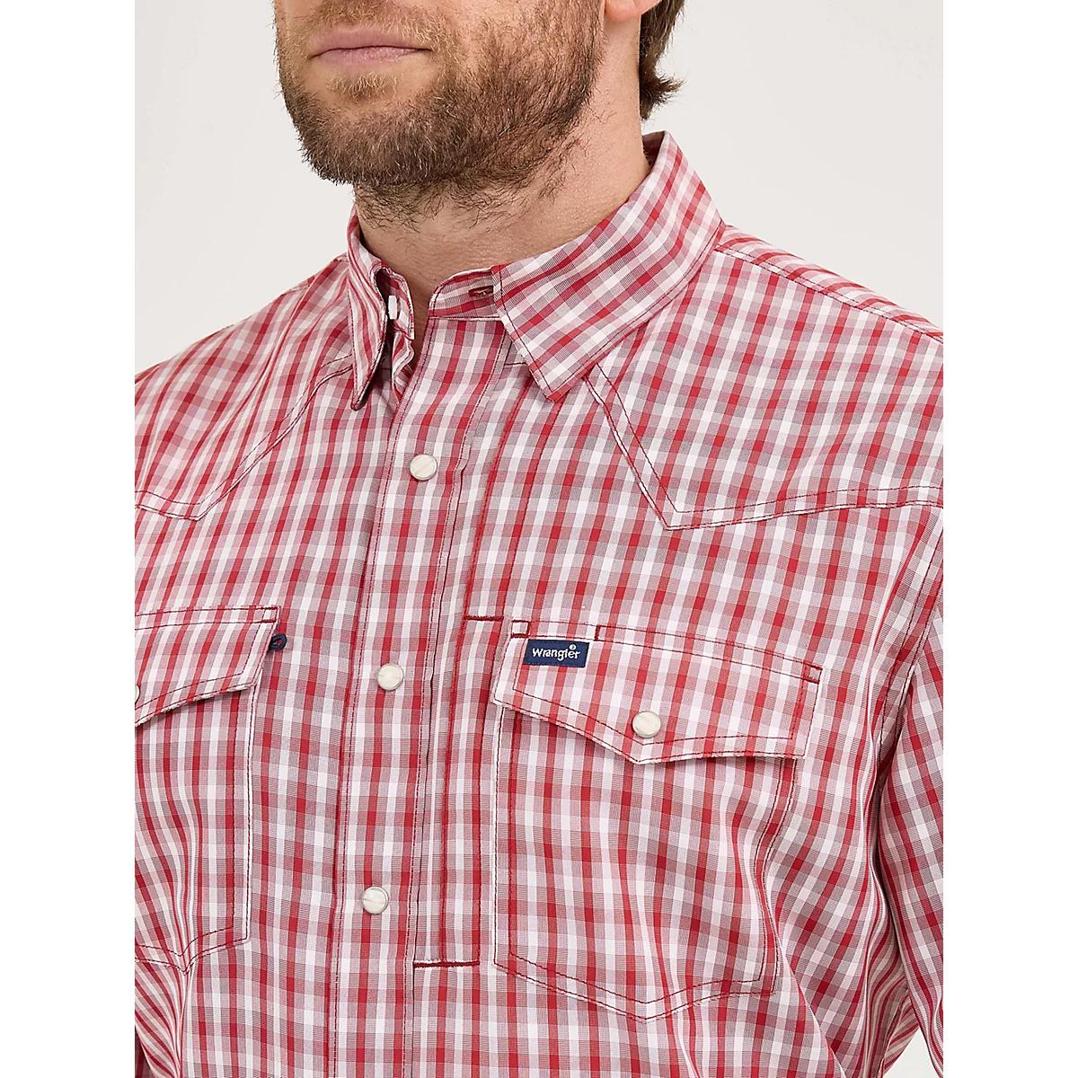 Men's Wrangler Performance Snap Short Sleeve Plaid Shirt | Men's SHIRTS | Wrangler® Product Image