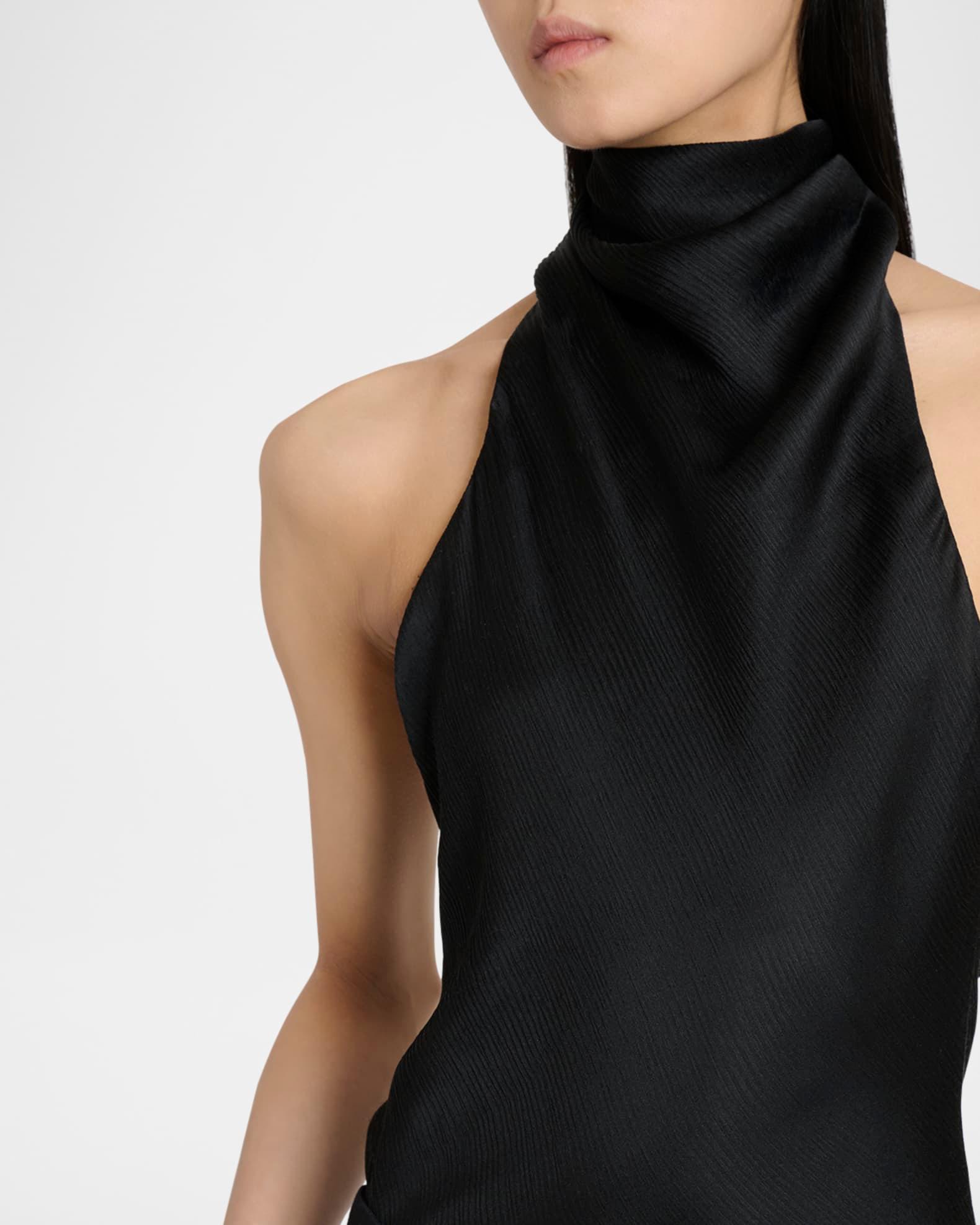 Crepe Satin Halter Cowl-Neck Top Product Image