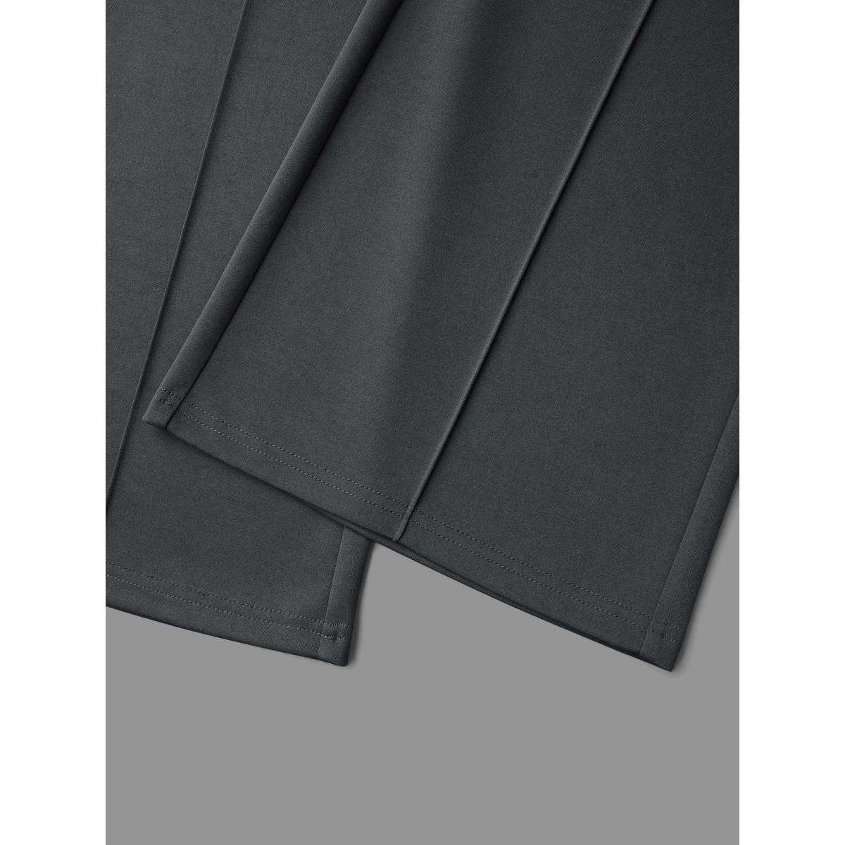 Plus Size Seamed Front Color Contrast Flared Pants Women DimGray Elegant Bootcut Mid Rise Everyday Pants BloomChic 14-16/1X Product Image