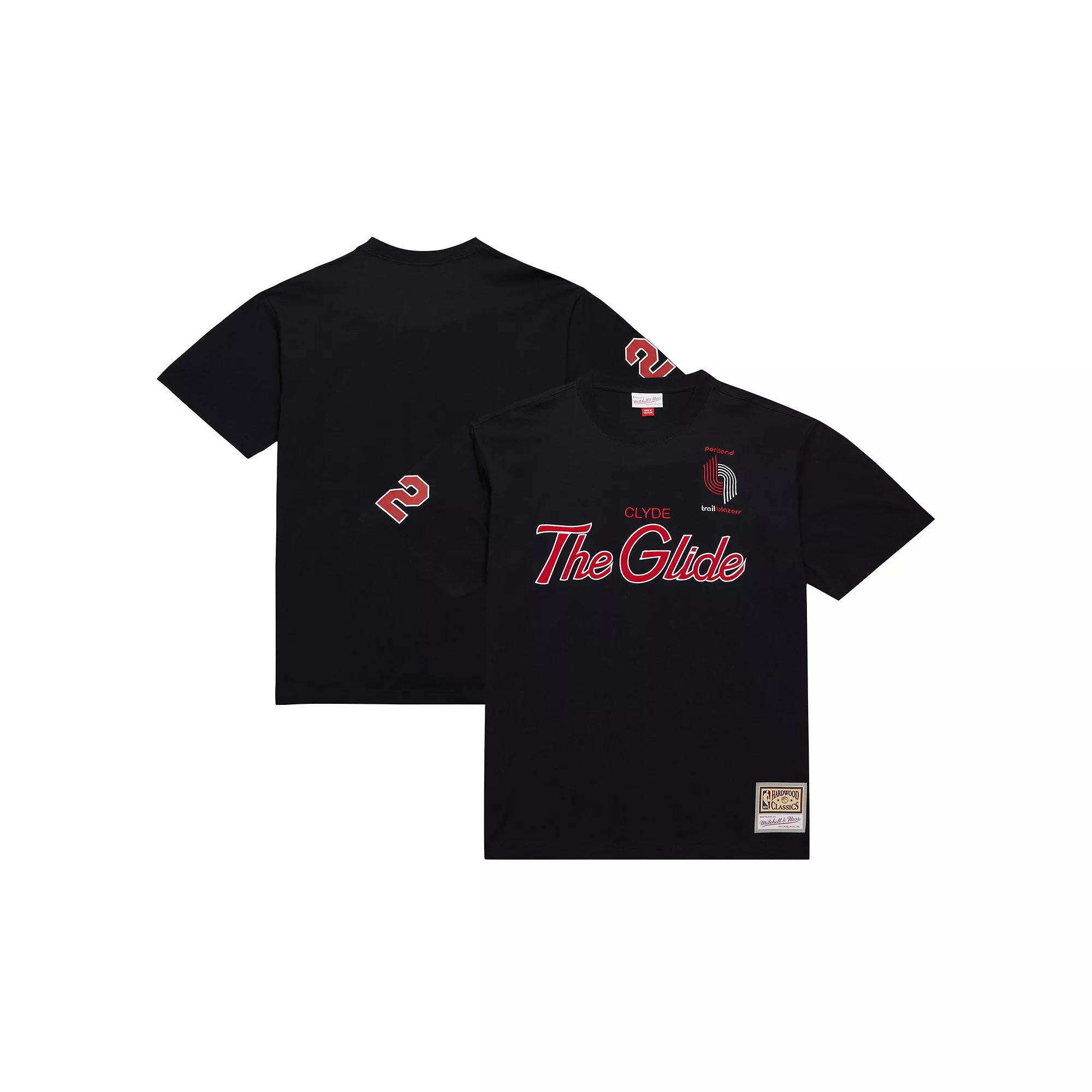 Men's Mitchell & Ness Clyde Drexler Black Portland Trail Blazers Premium Nickname T-Shirt, Size: Small Product Image