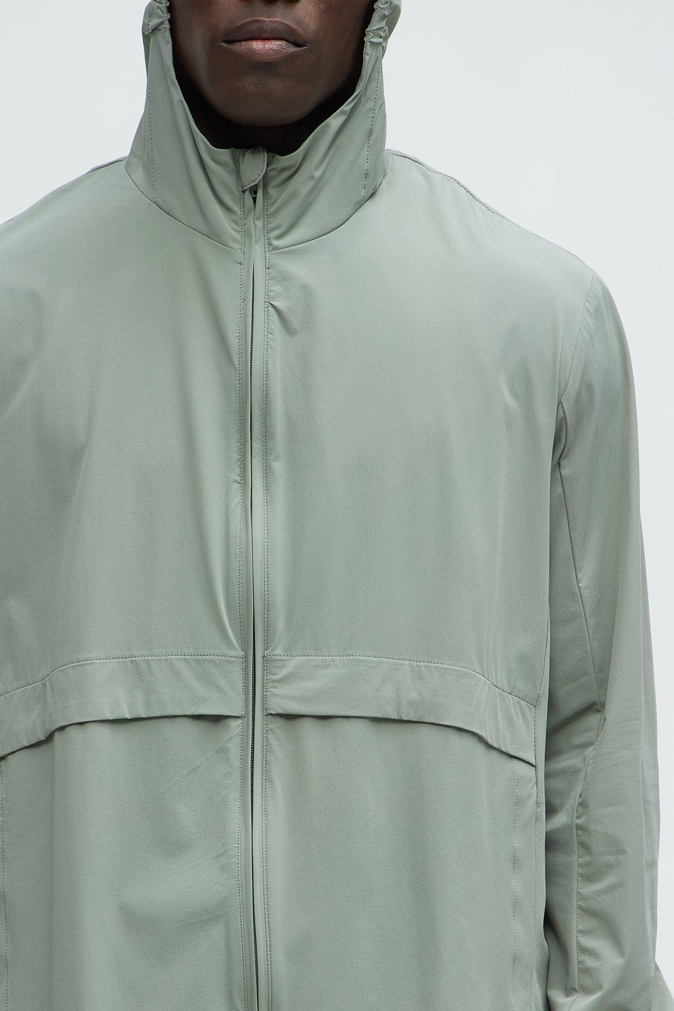 Lightweight Stretch Hooded Running Windbreaker Jacket - Sage Product Image