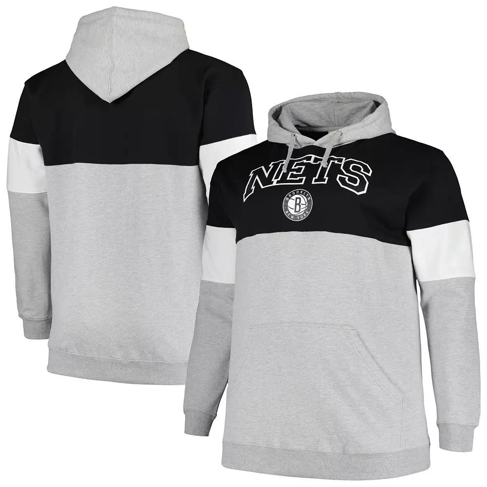 Men's Fanatics Branded Black/White Brooklyn Nets Big & Tall Pullover Hoodie, Size: 3XB Product Image