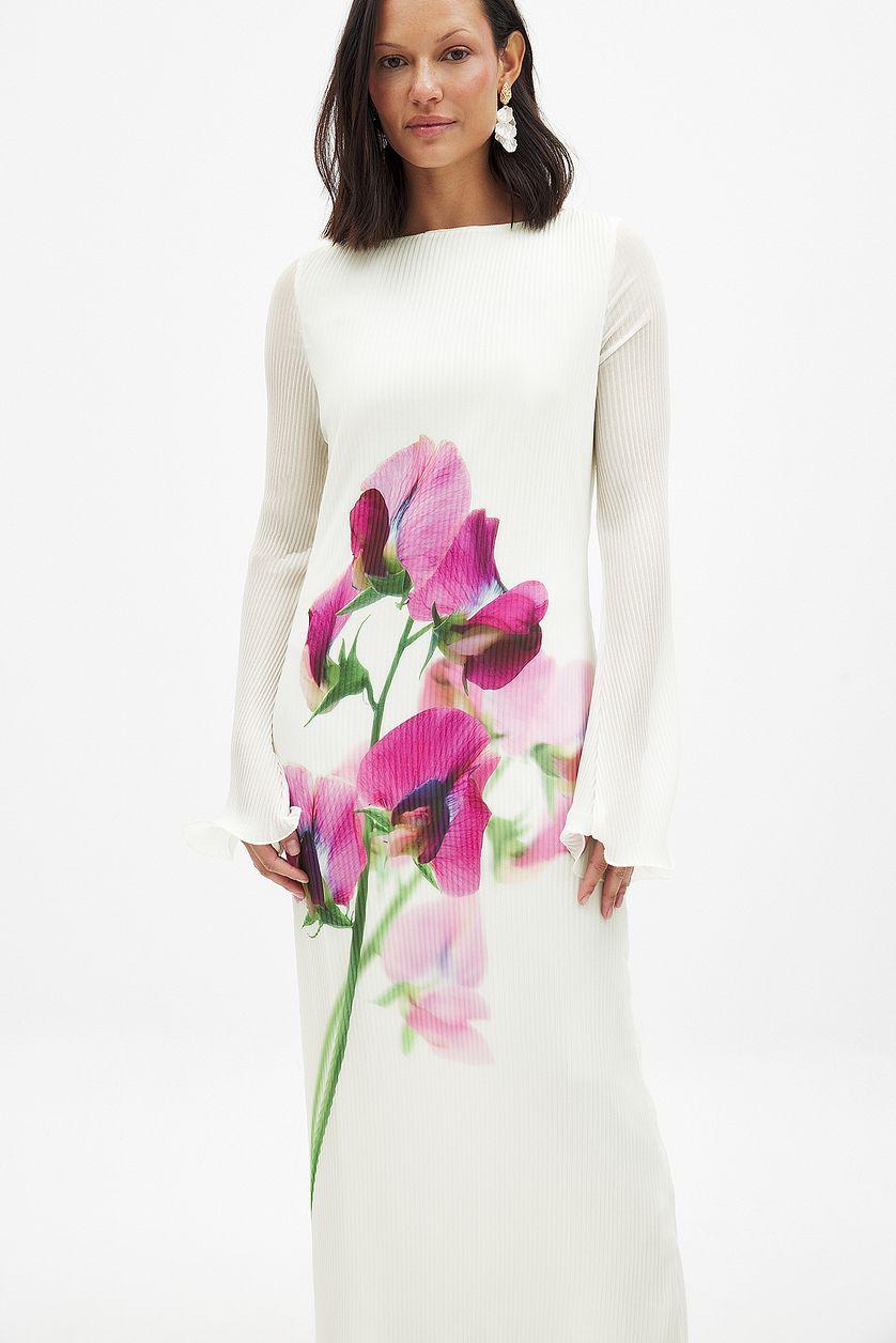 Long Sleeve Plisse Maxi Dress Product Image