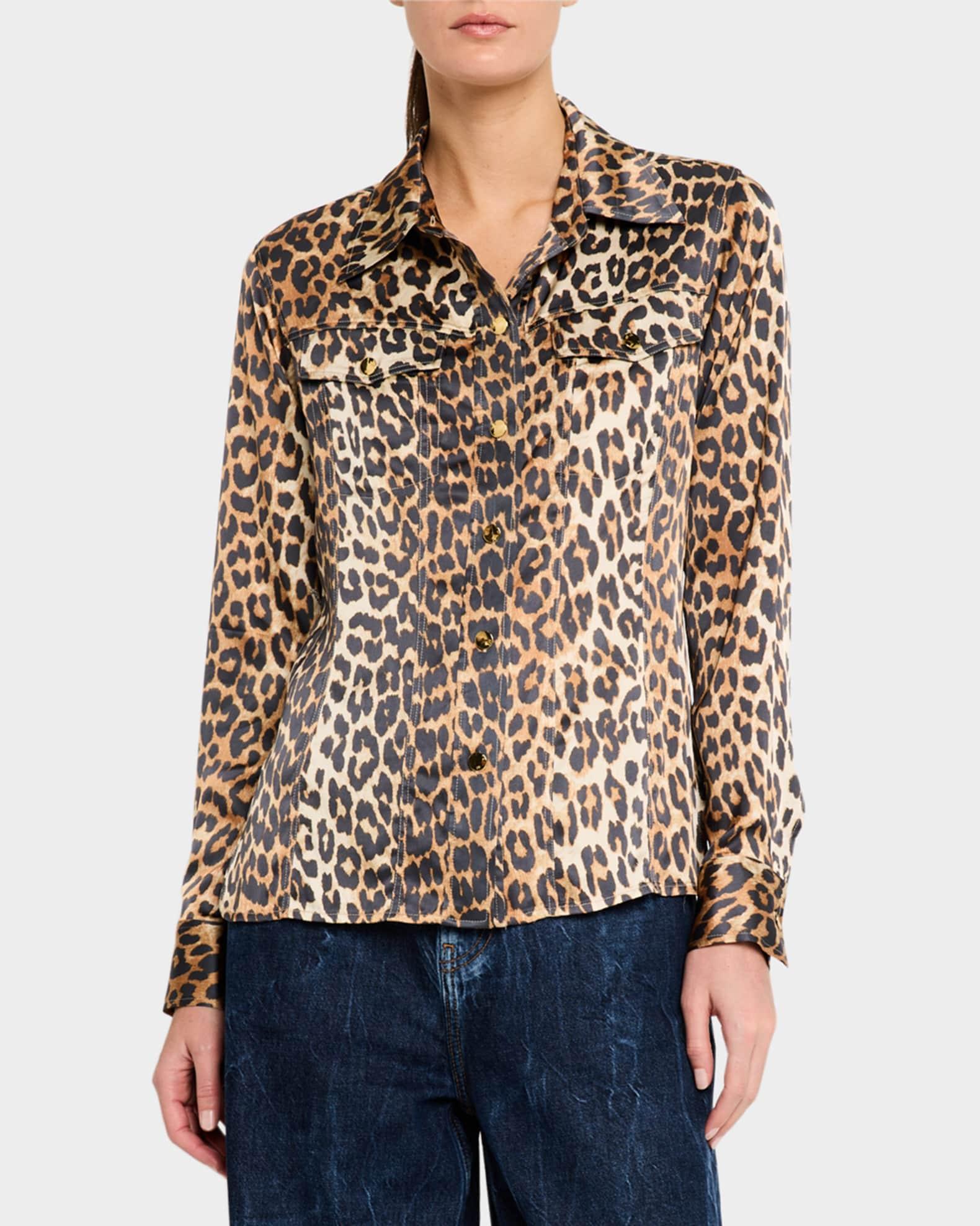 Leopard Satin Shirt Product Image