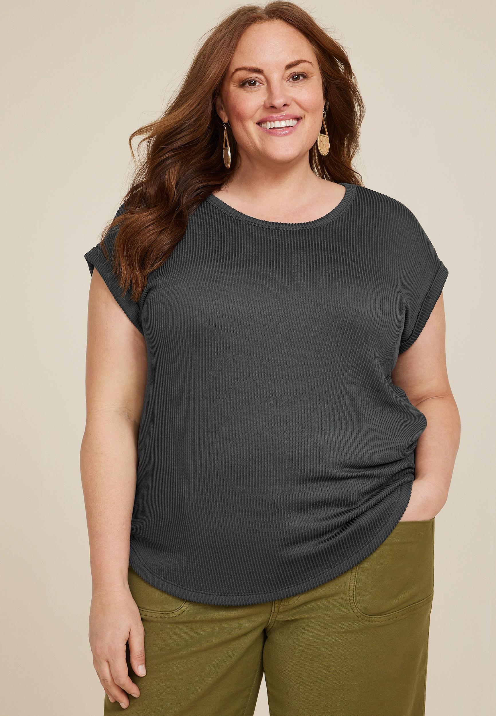 Maurices 2X Plus Size Womens 24/7 Clara Ribbed Tee Product Image