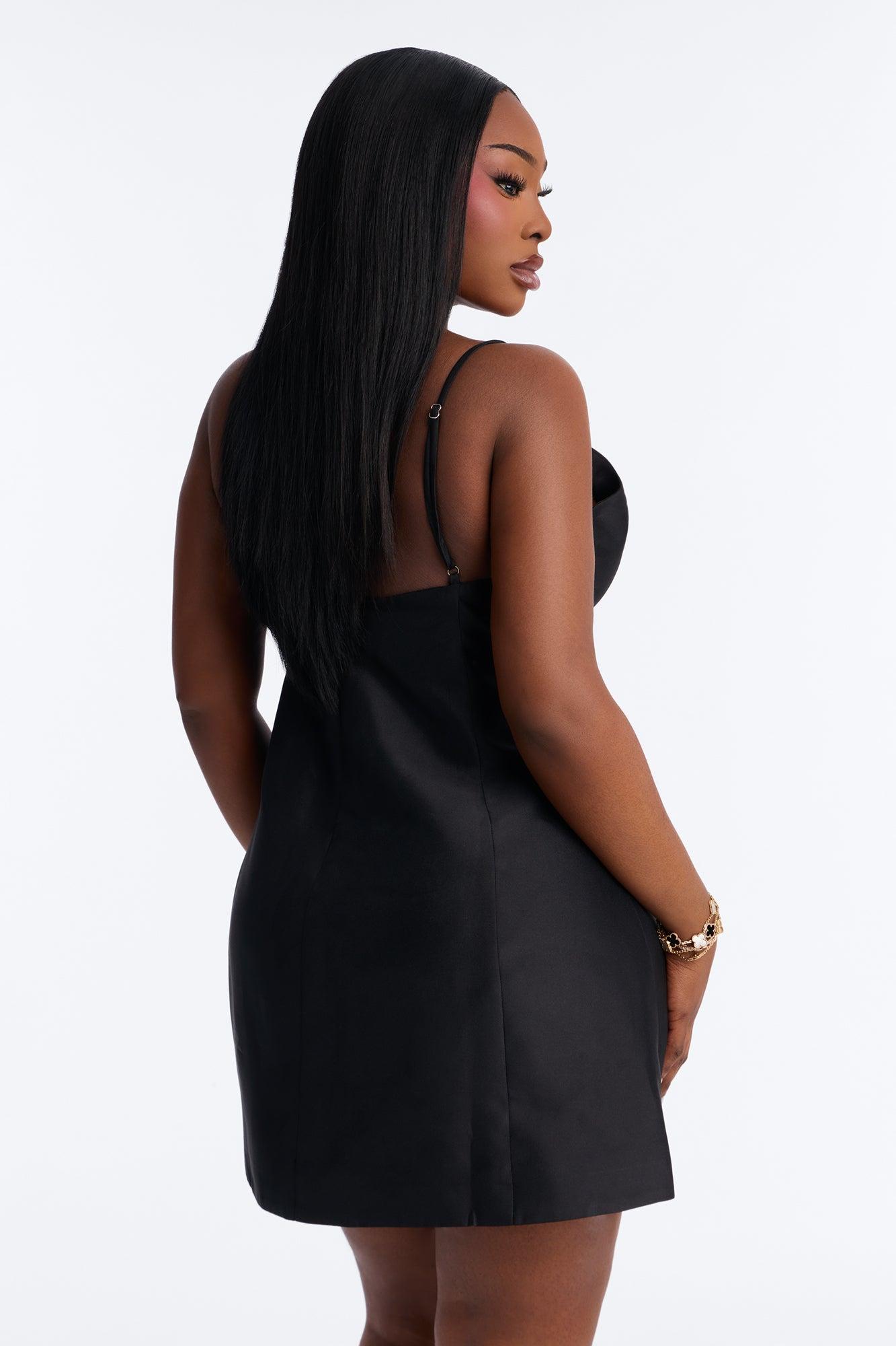 Eden A Line Taffeta Mini Dress - Black Female Product Image