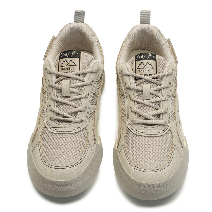 Mesh Panel Lace-Up Sneakers Product Image