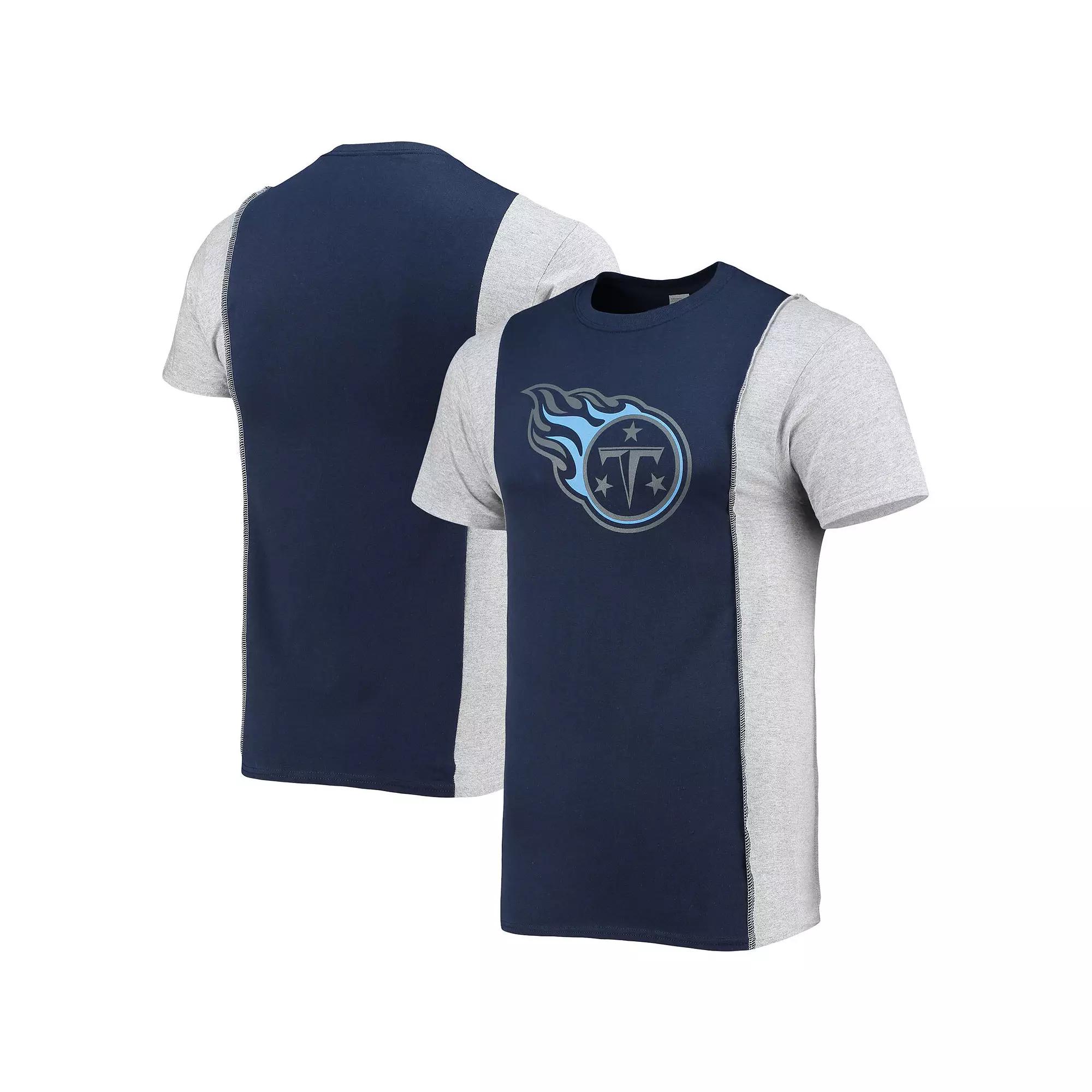 Men's Refried Apparel Navy/Heathered Gray Tennessee Titans Sustainable Split T-Shirt, Size: XL, Blue Product Image
