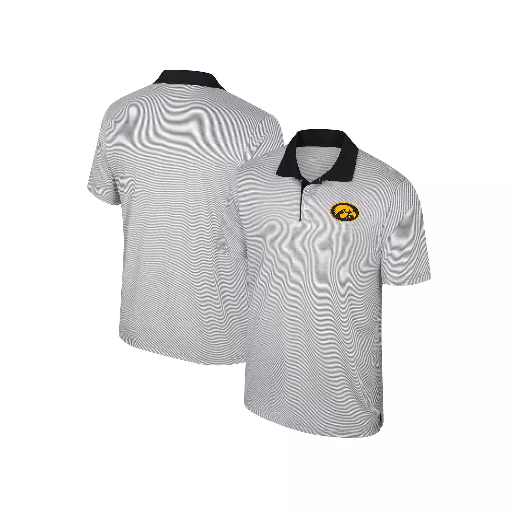 Men's Colosseum Gray Iowa Hawkeyes Big & Tall Tuck Striped Polo,  Product Image