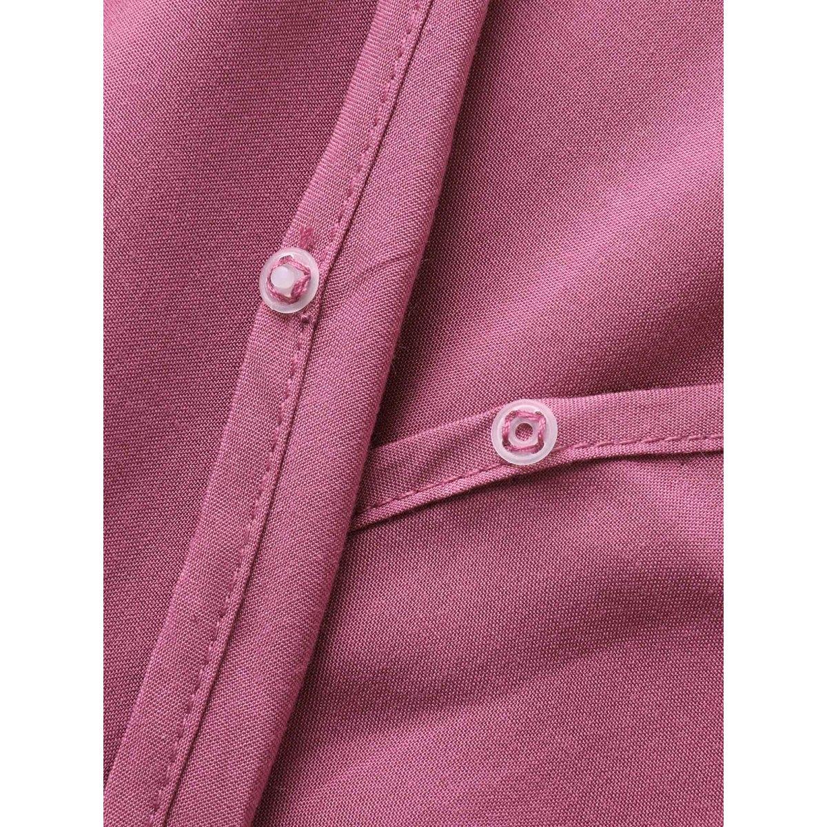 Plus Size Rayon Ruffled Shirred Waist Solid Midi Dress Peach Women Overlap Collar Cap Sleeve Curvy BloomChic 26/4X Product Image