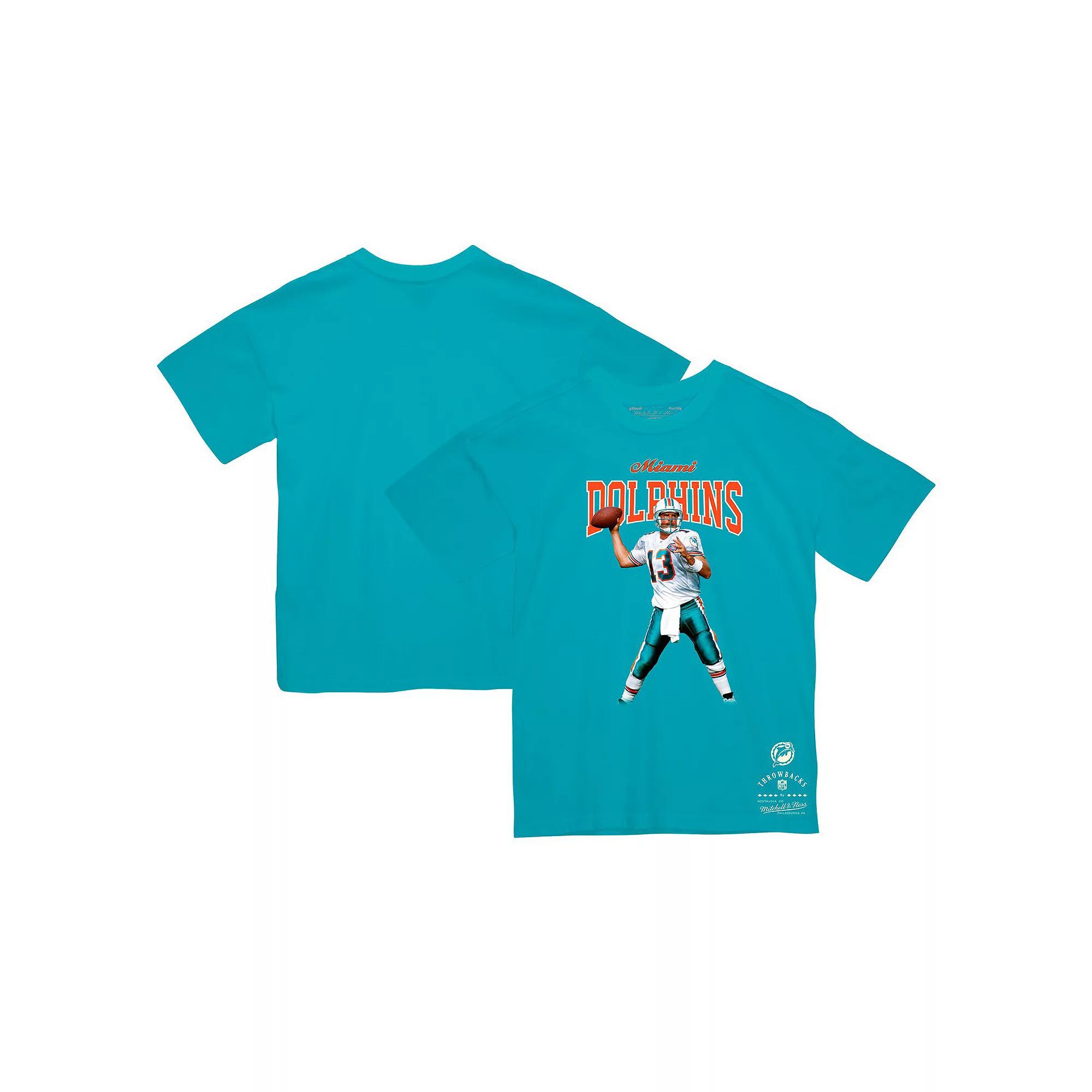 Men's Mitchell & Ness Dan Marino Aqua Miami Dolphins Sideline Retired Player T-Shirt,  Product Image