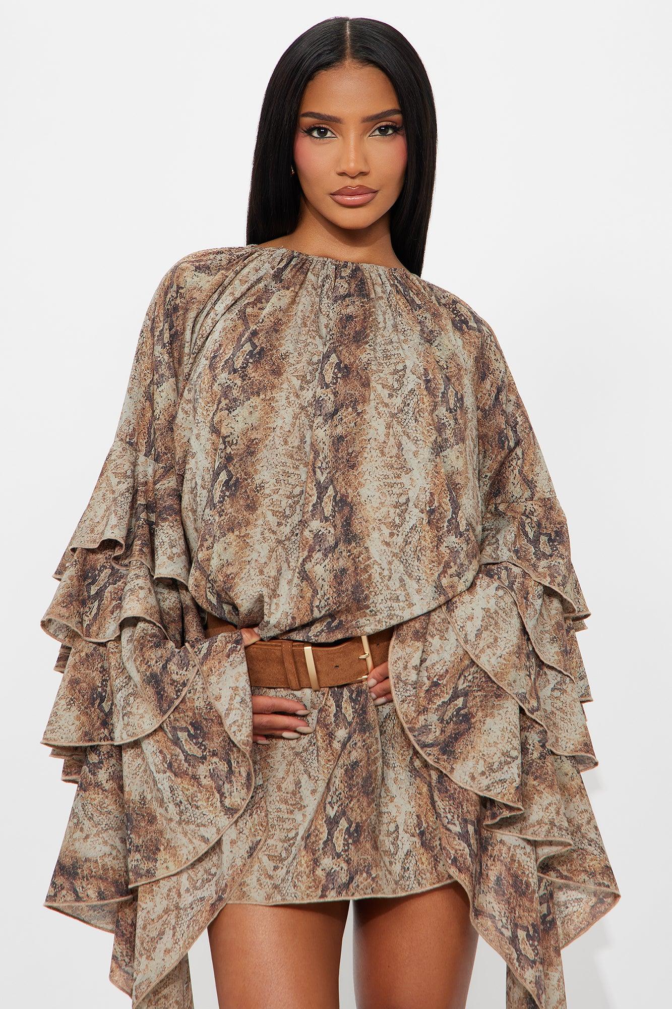 Elena Long Sleeve Mini Dress - Olive/combo Female Product Image