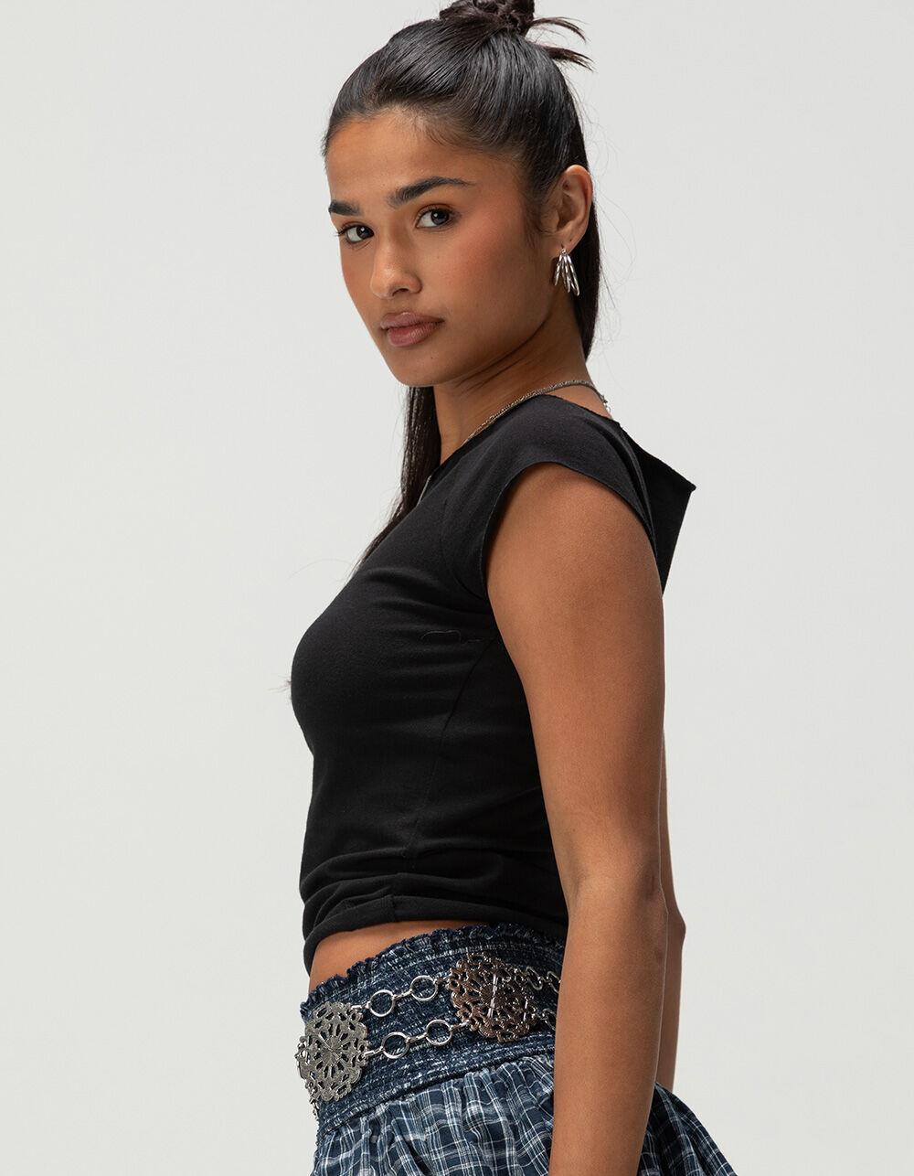 BDG Urban Outfitters Womens Boat Neck Crop Tee - BLACK Product Image