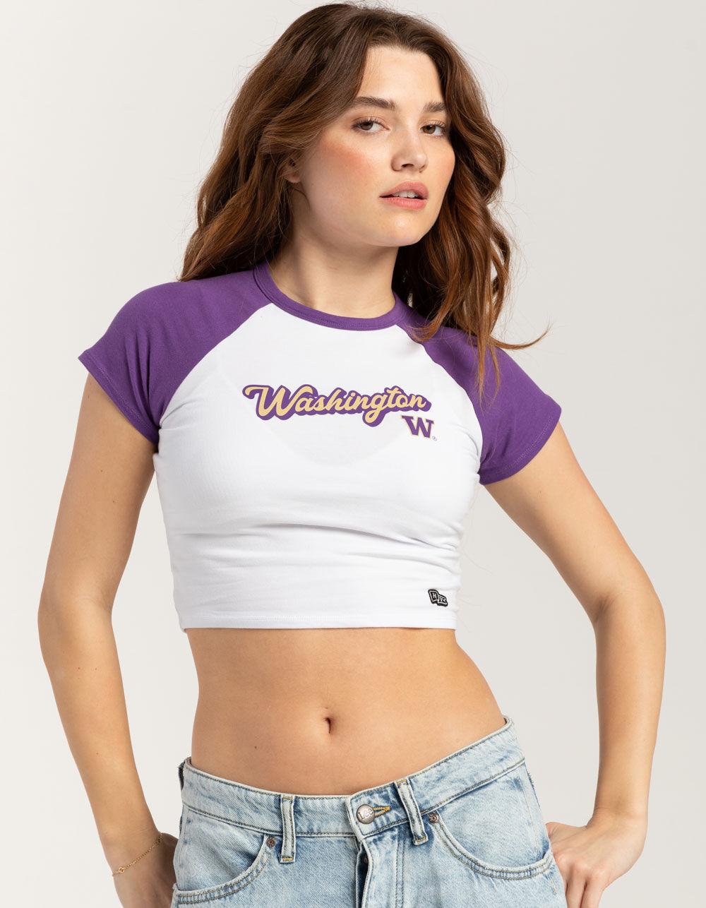 HYPE AND VICE University of Washington Homerun Womens Raglan Tee - PURPLE COMBO Product Image