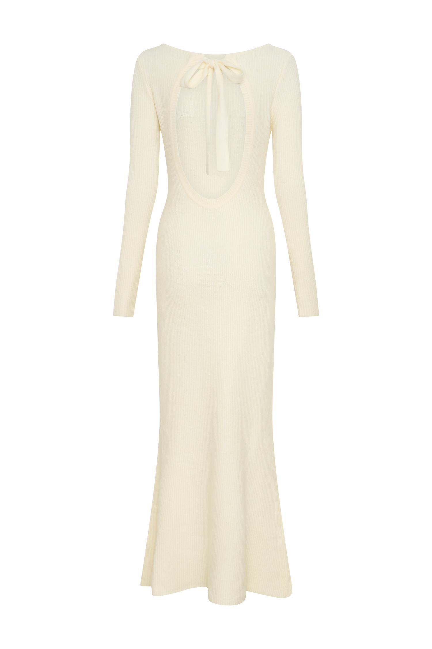 Emily Long Sleeve Knit Maxi Dress - Ivory Marle Product Image