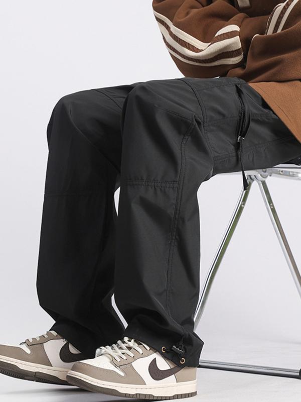 Men's Plain Casual Straight Cargo Pants Product Image