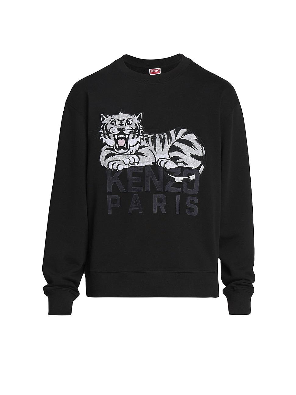Mens Happy Tiger Embroidered Crewneck Sweatshirt Product Image