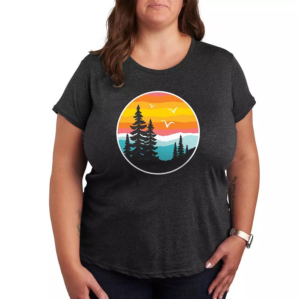 Plus Round Sunset Mountain Graphic Tee, Women's,  Product Image