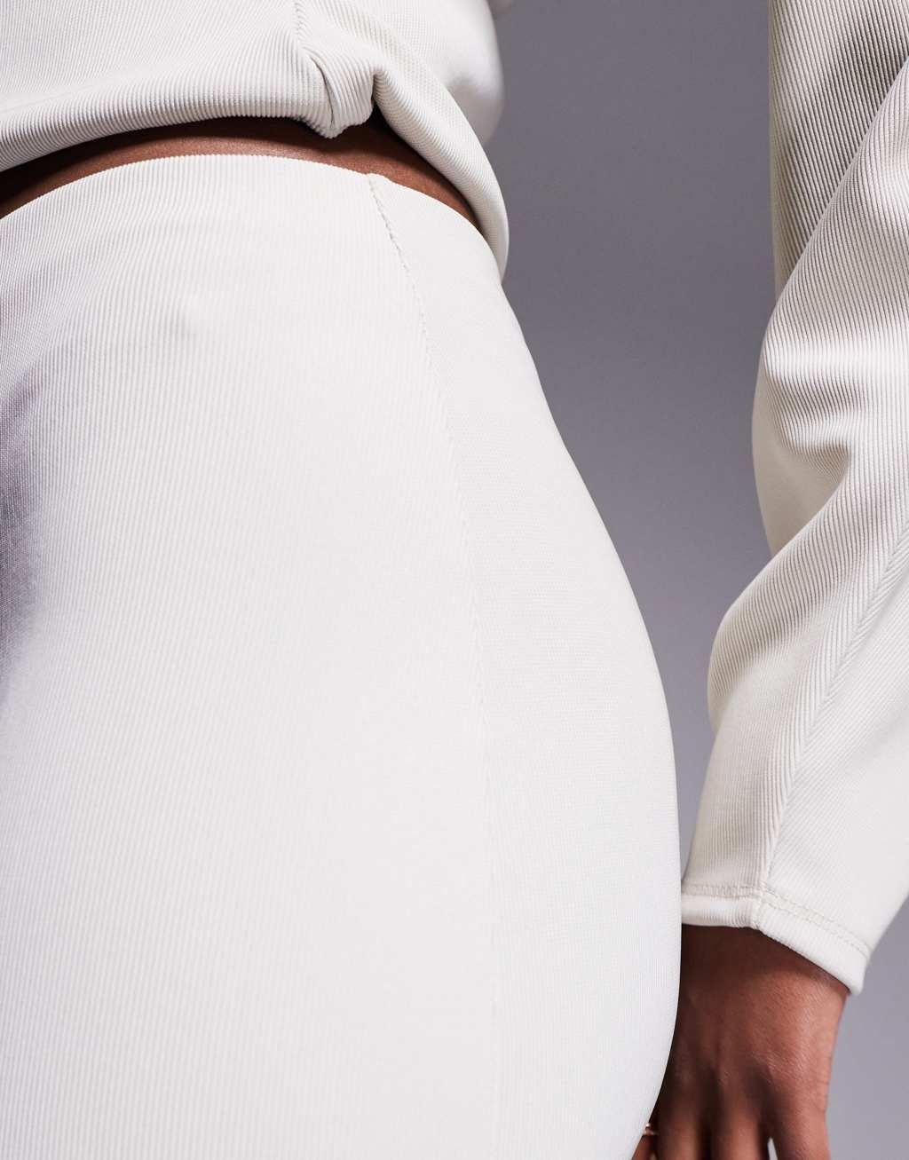 ASOS DESIGN ribbed mini skirt in stone - part of a set Product Image