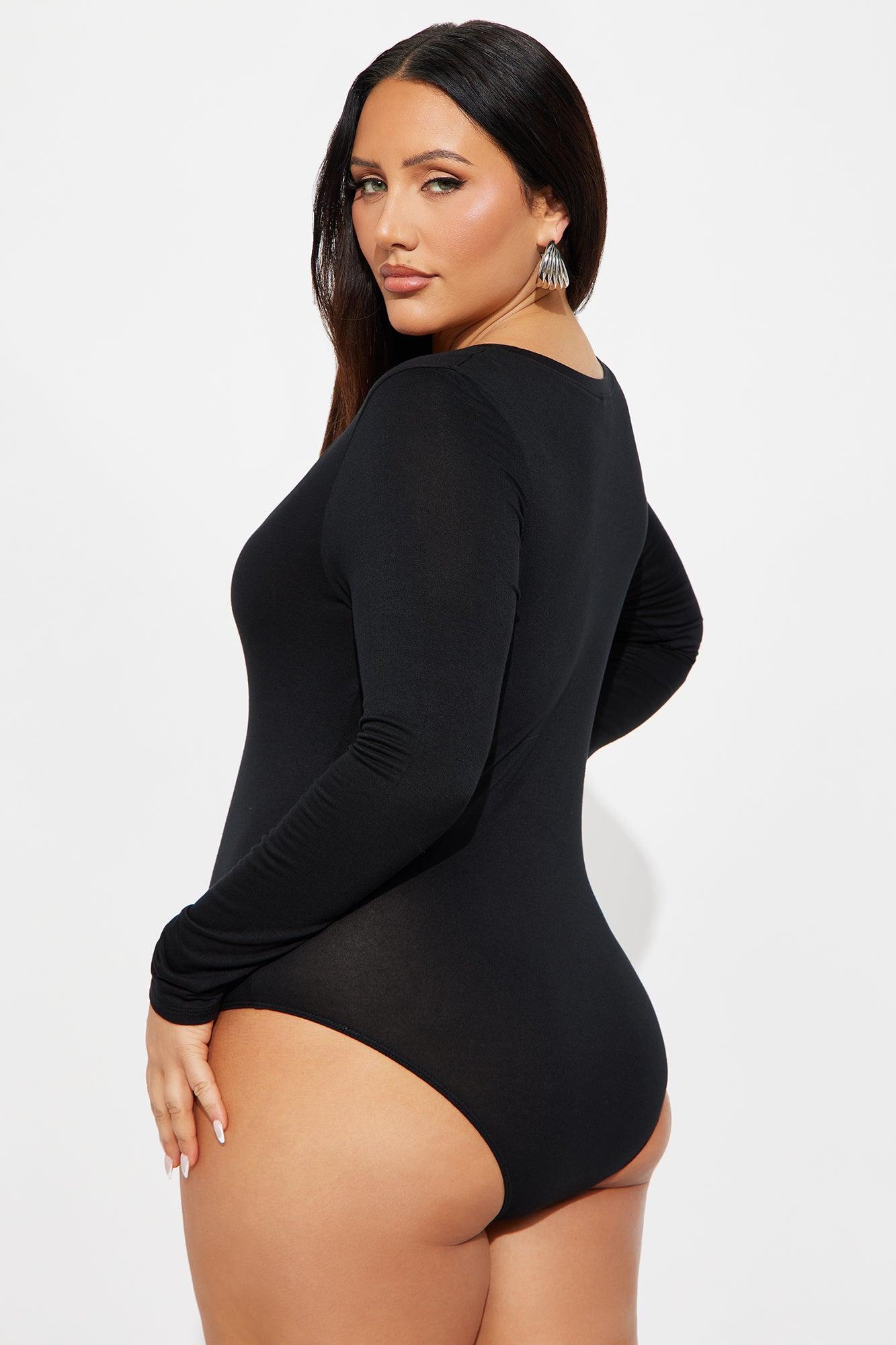 Marlene Scoop Neck Long Sleeve Bodysuit - Black Female Product Image
