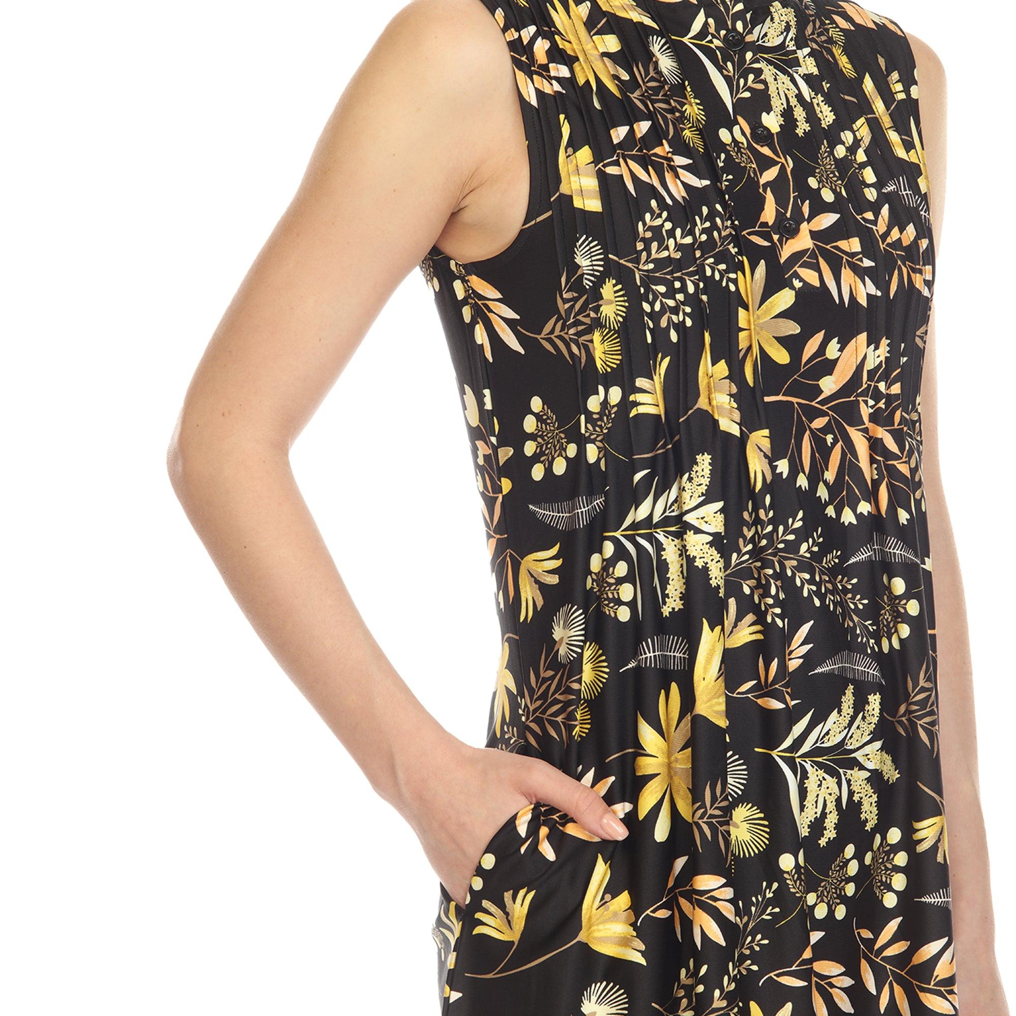 Black Floral Sleeveless Tunic Top Product Image