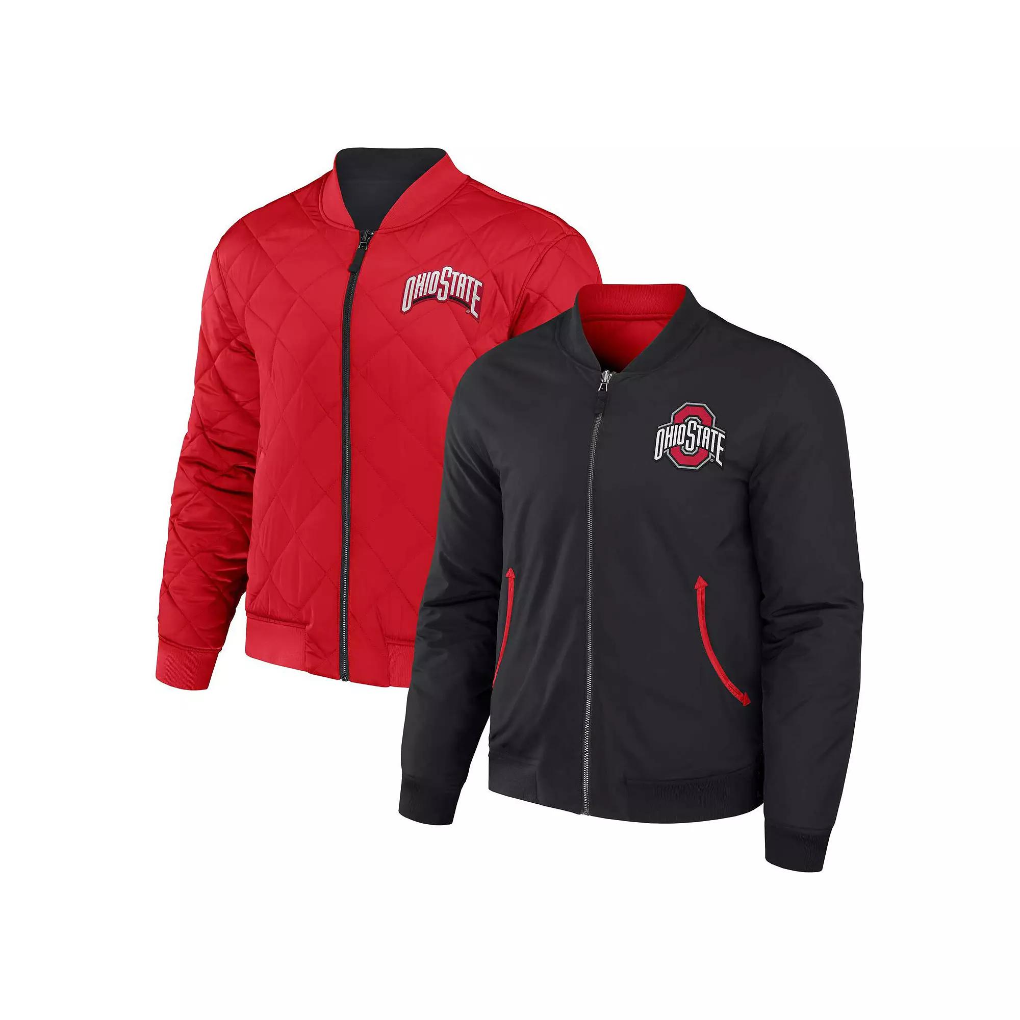 Men's Darius Rucker Collection by Fanatics Black/Scarlet Ohio State Buckeyes Reversible Full-Zip Bomber Jacket, Size: Small Product Image