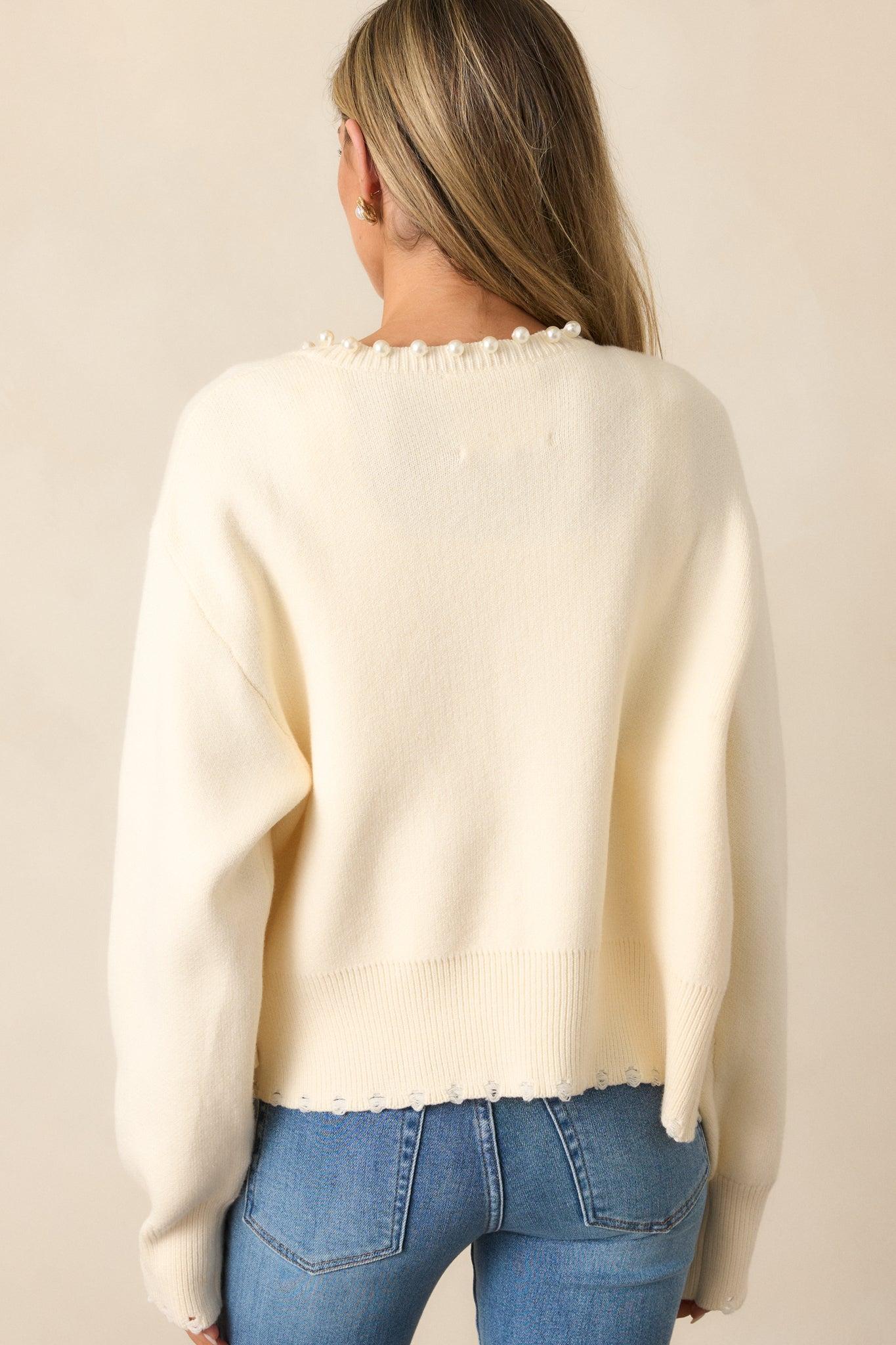 Morning Breeze Ivory Pearl Trim Cardigan Product Image