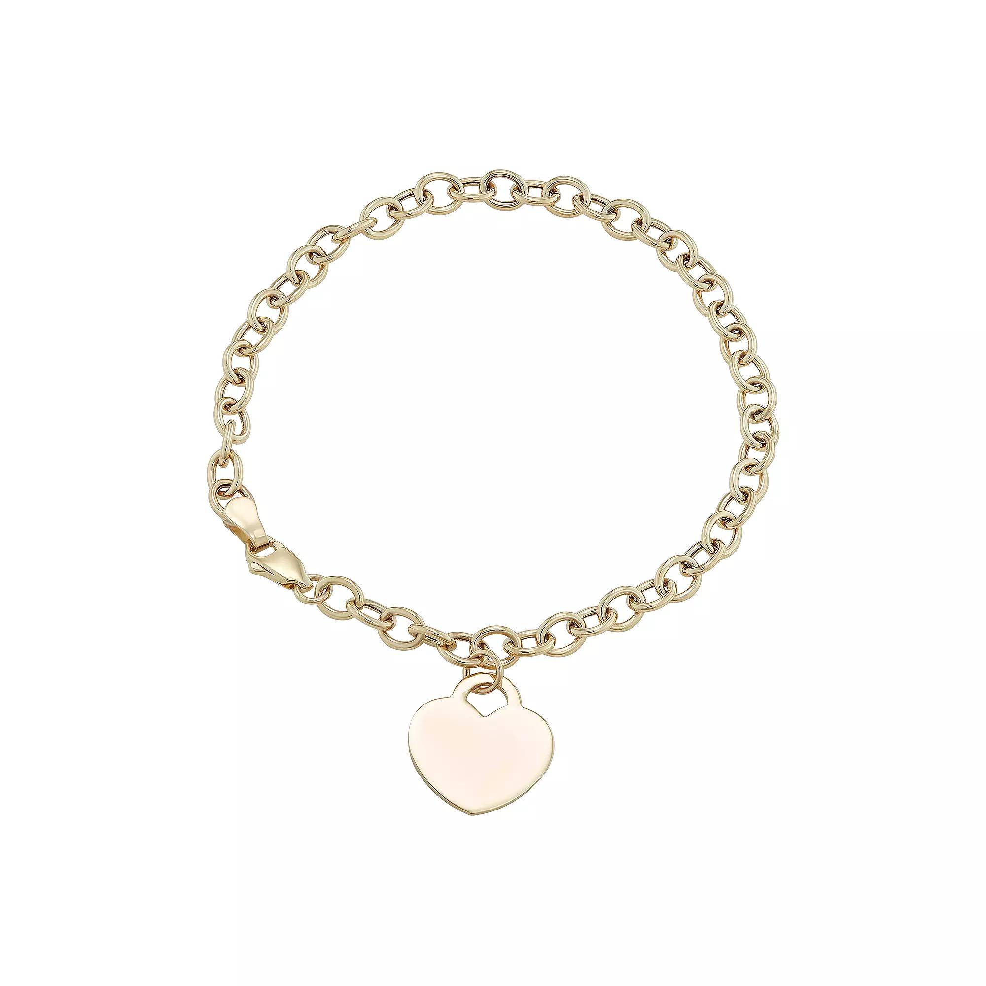 Women's 10K Gold Heart disc 7.25" bracelet Product Image
