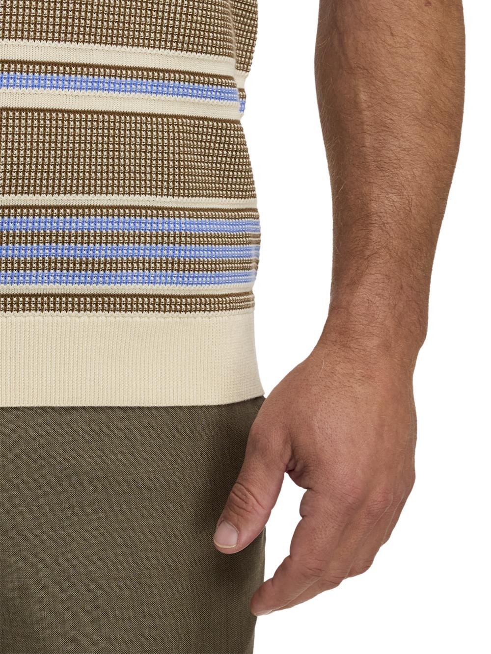 Cotton Three Button Polo - Brown/blue Product Image