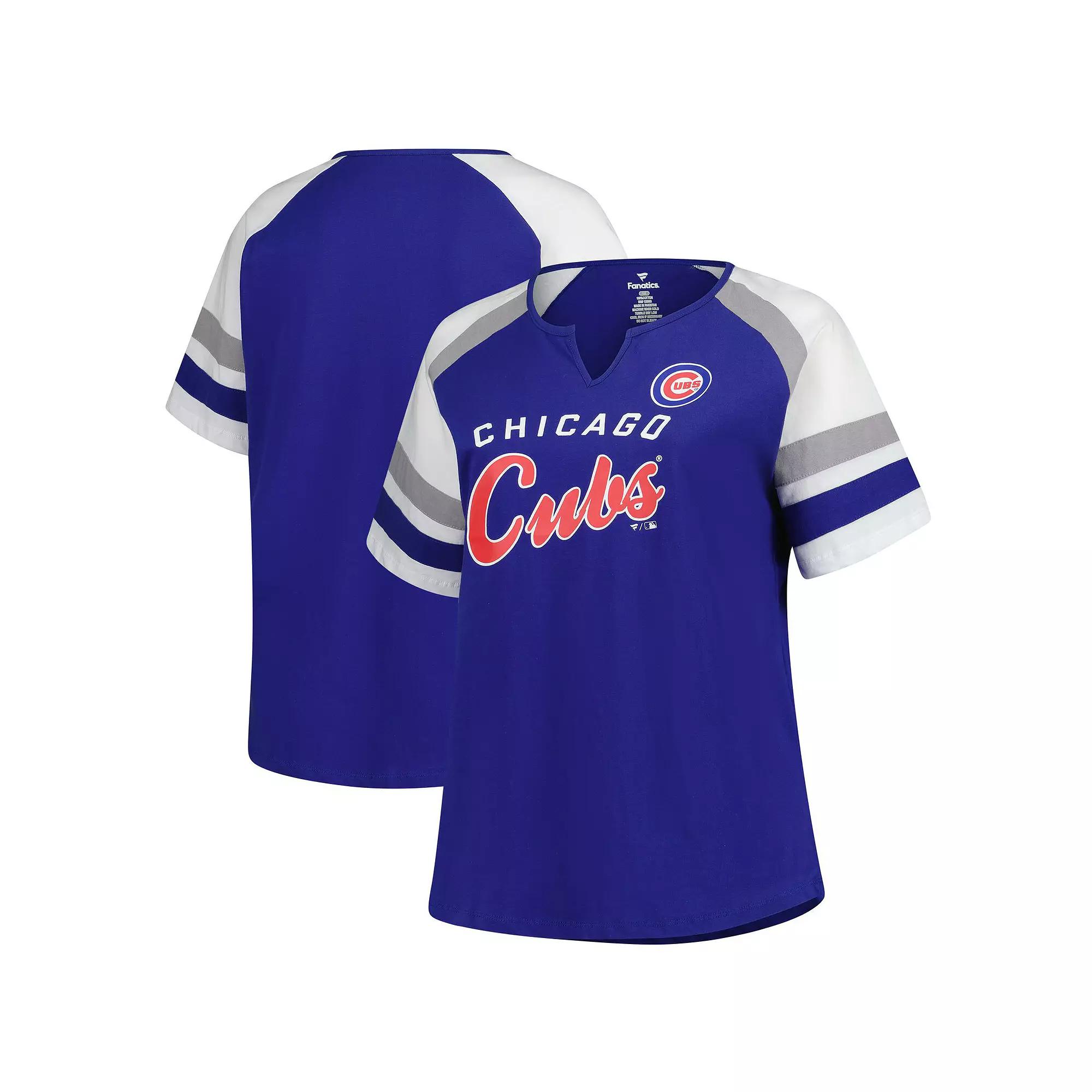 Women's Profile  Royal Chicago Cubs Plus Sized Arched Notch Neck T-Shirt, Size: 2XL, Blue Product Image