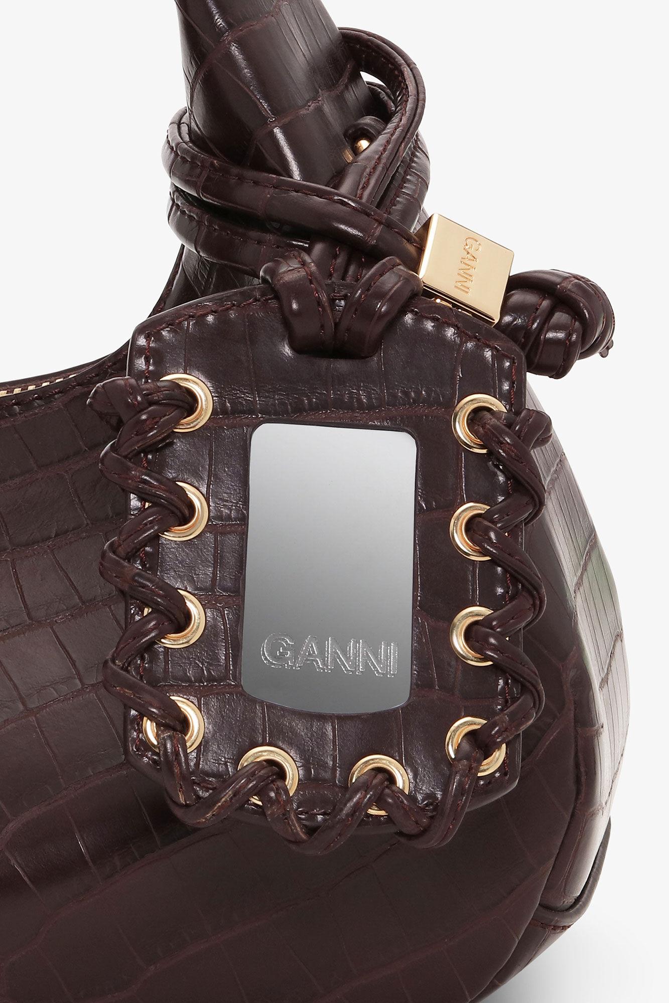 Brown Croco Mini Hobo Bag Product Image