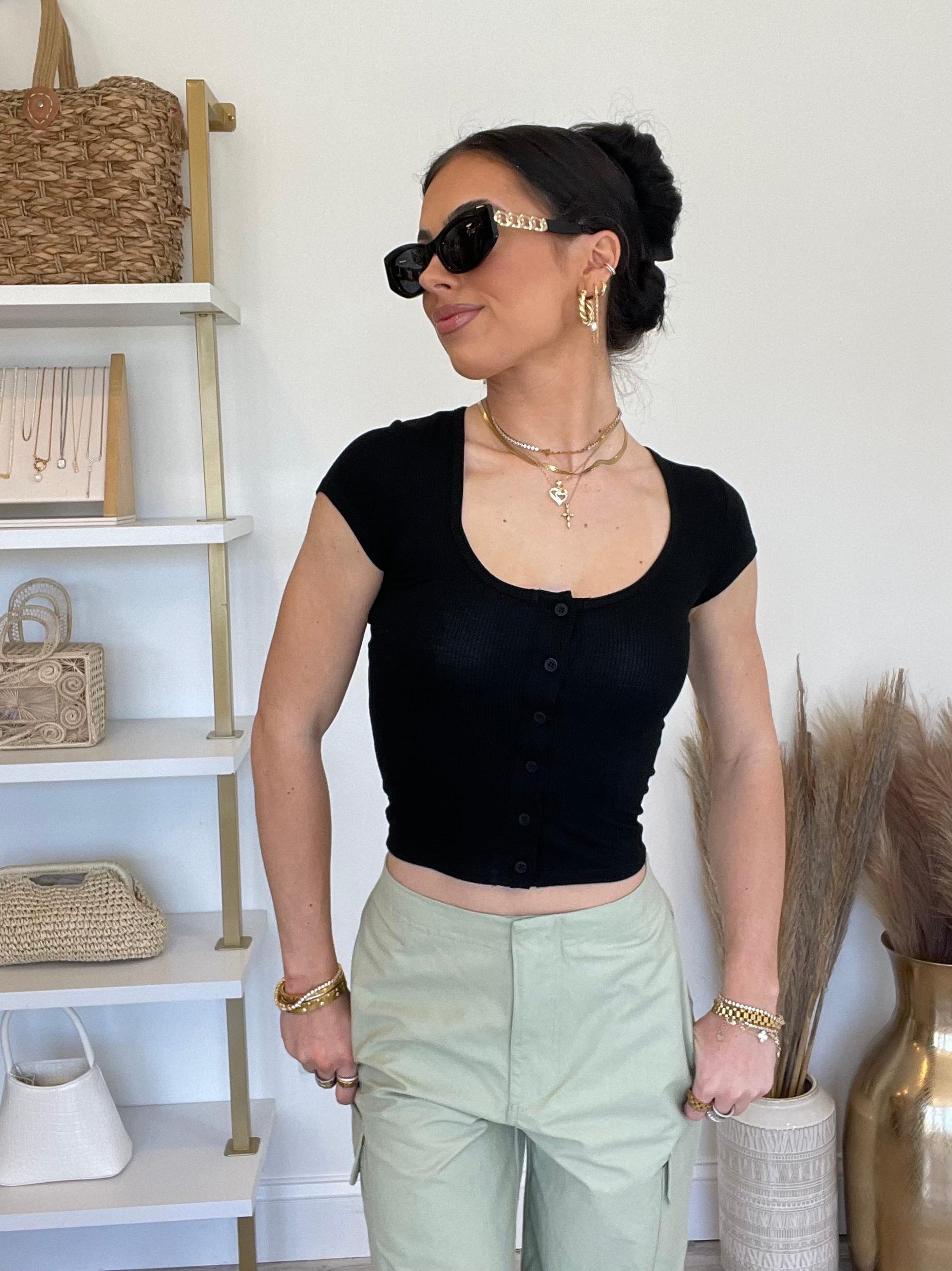 FINAL SALE Mari Short Sleeve Rib Knit Top Product Image