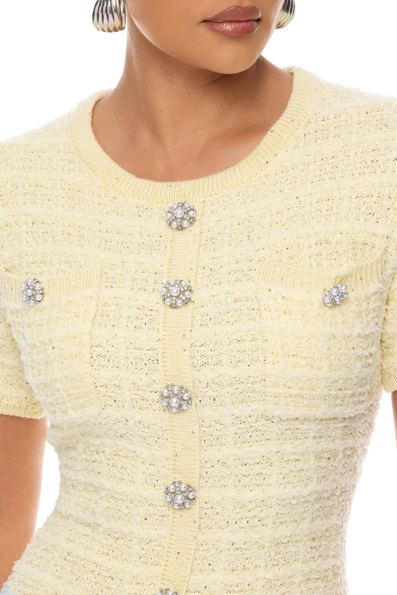 Sadie Sweater Mini Dress - Butter Yellow Female Product Image