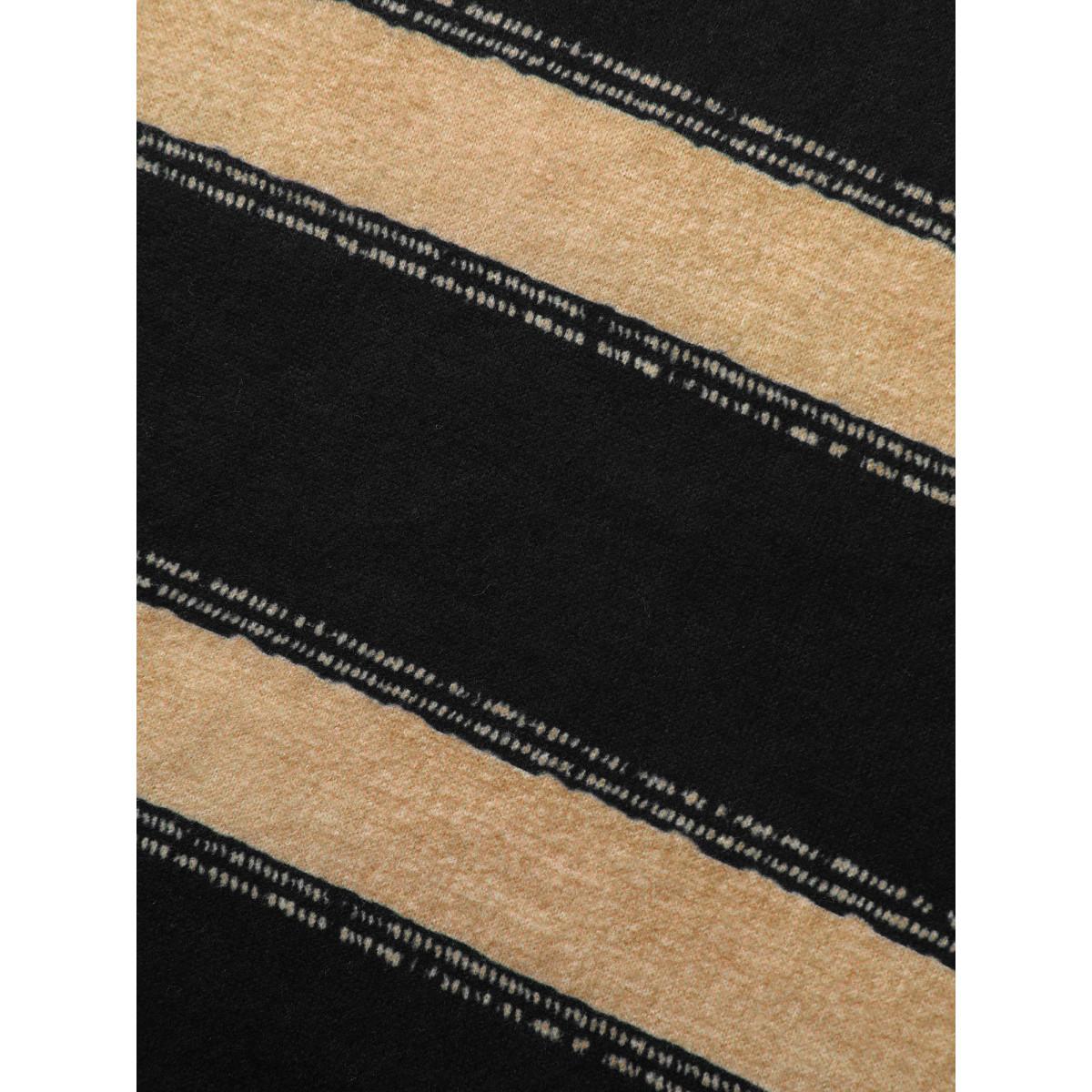 Plus Size Contrast Striped Button Detail T-shirt Black Women Casual Button V-neck Everyday T-shirts BloomChic 10/M Product Image