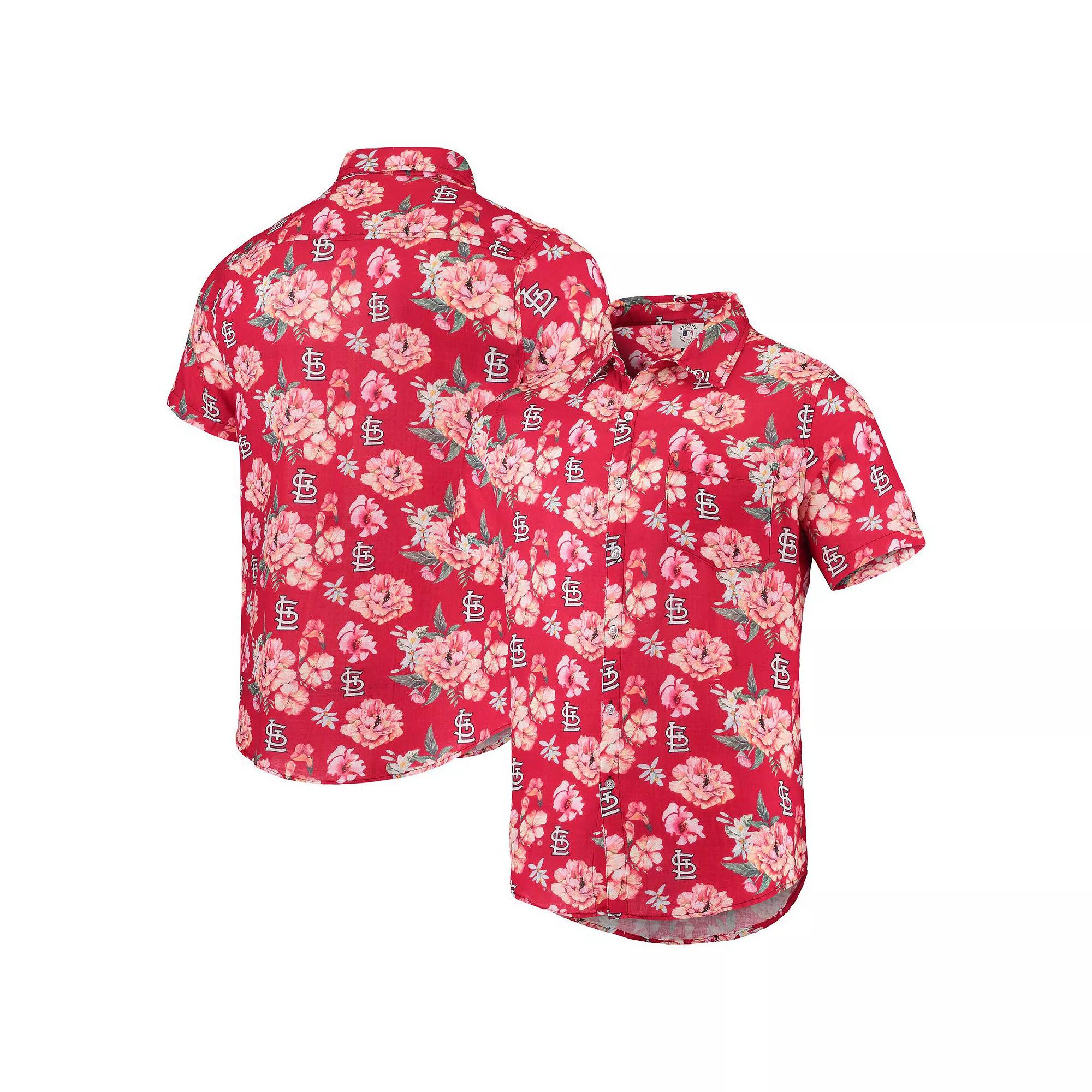 Men's FOCO Red St. Louis Cardinals Floral Linen Button-Up Shirt, Size: Small Product Image