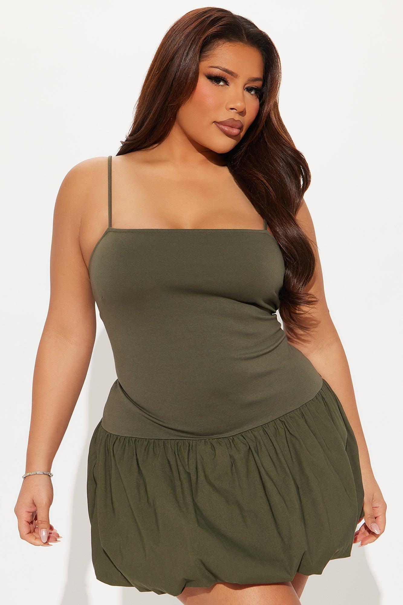 Claire Bubble Mini Dress - Olive Product Image
