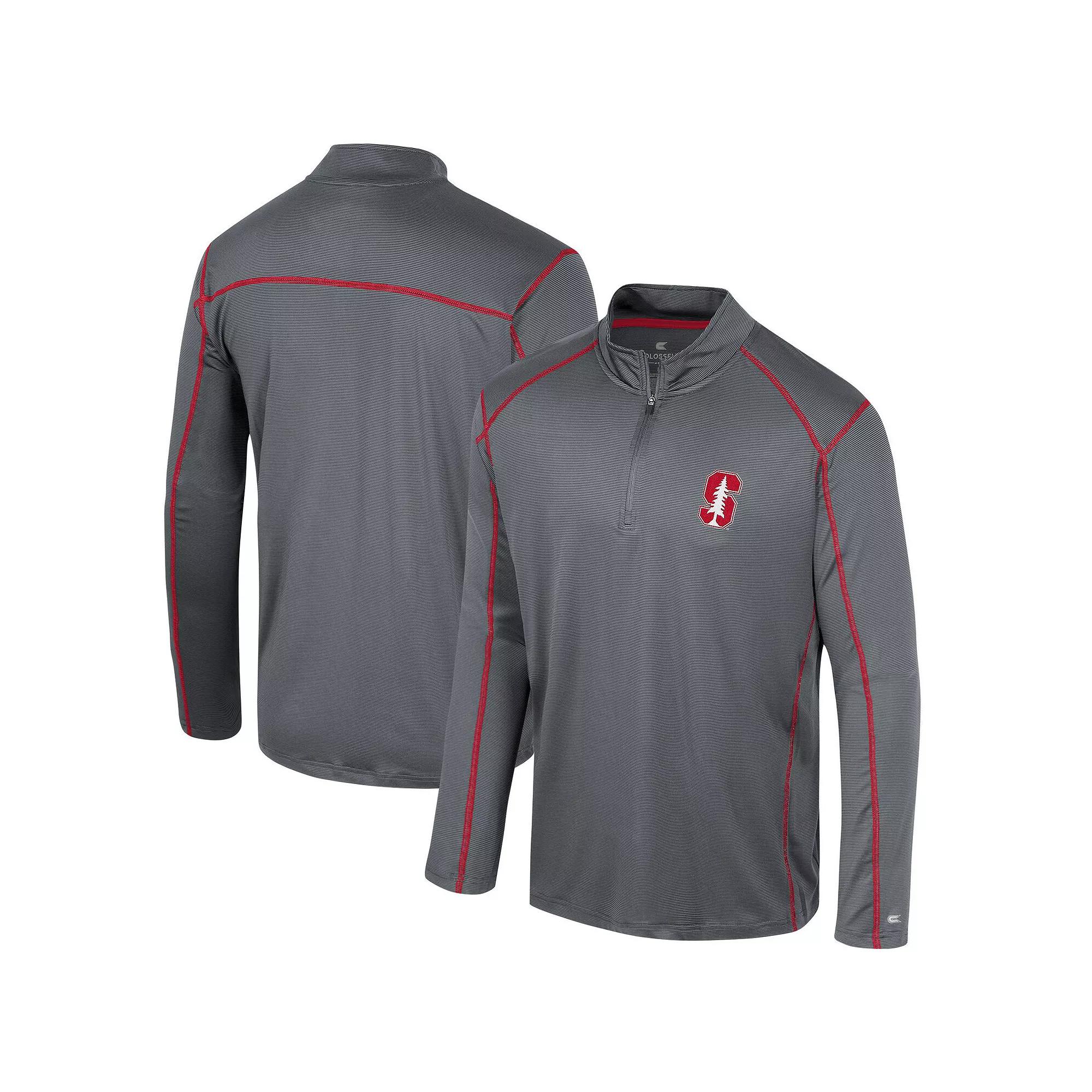 Men's Colosseum Black Stanford Cardinal Cameron Quarter-Zip Windshirt, Size: XL Product Image
