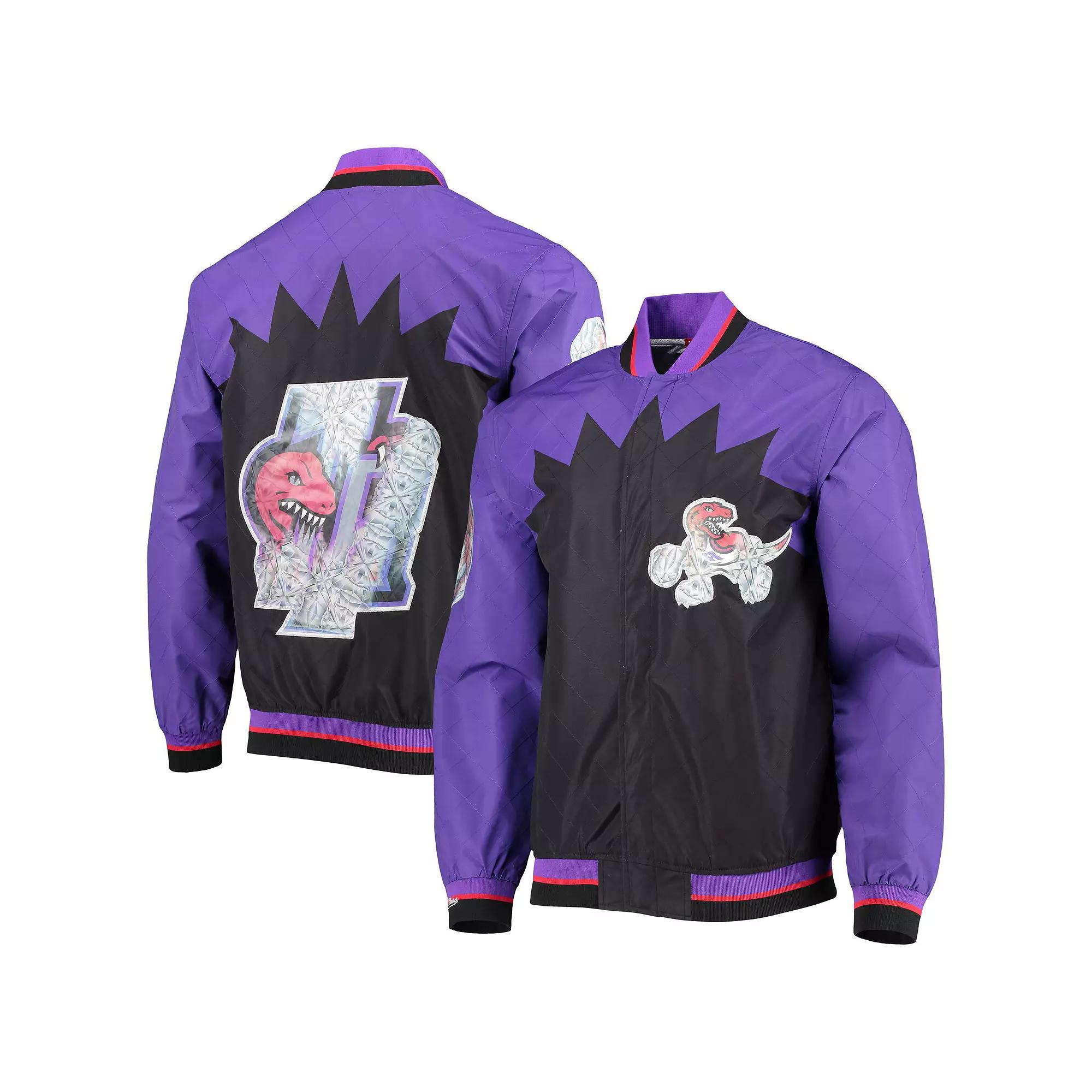 Men's Toronto Raptors Black Mitchell & Ness Hardwood Classics 75th Anniversary Authentic Warmup Full-Snap Jacket,  Product Image