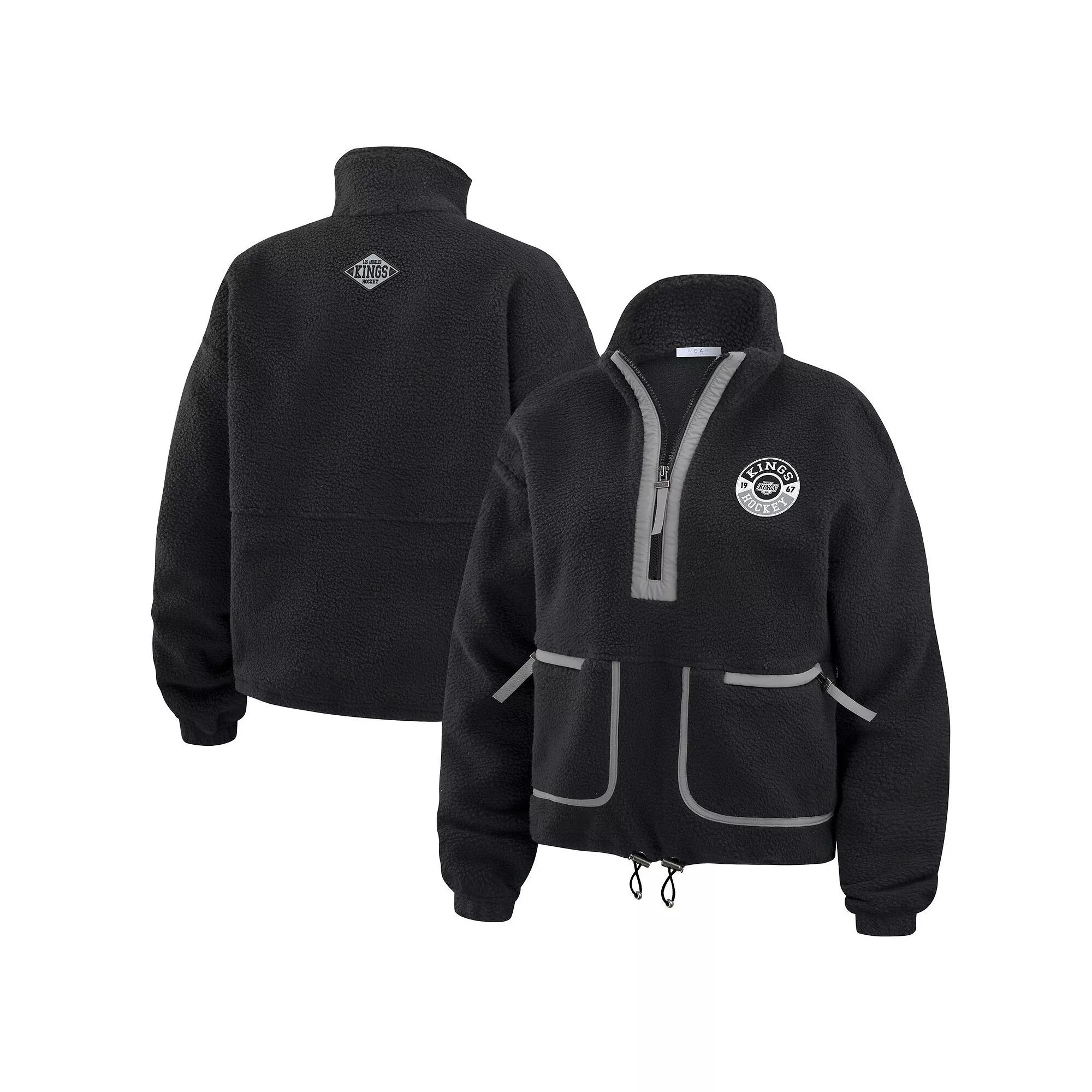 Women's WEAR by Erin Andrews  Black Boston Bruins Polar Fleece Half-Zip Jacket, Size: Medium Product Image