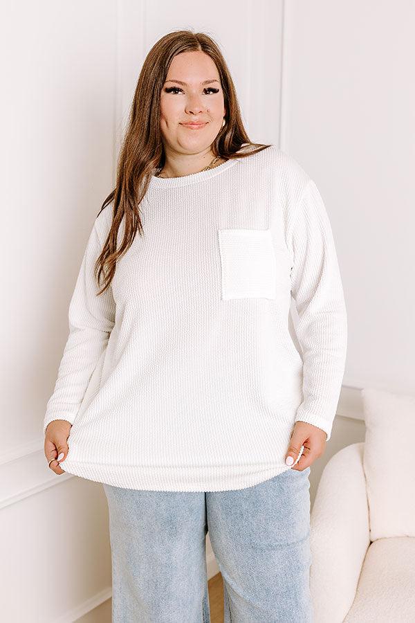 Casual Outing Ribbed Top In White Curves Product Image