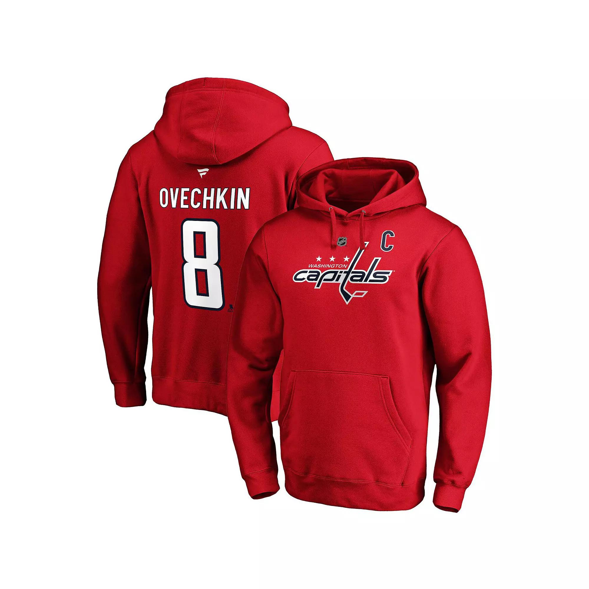 Men's Fanatics Branded Alexander Ovechkin Red Washington Capitals Authentic Stack Player Name & Number Fitted Pullover Hoodie,  Product Image