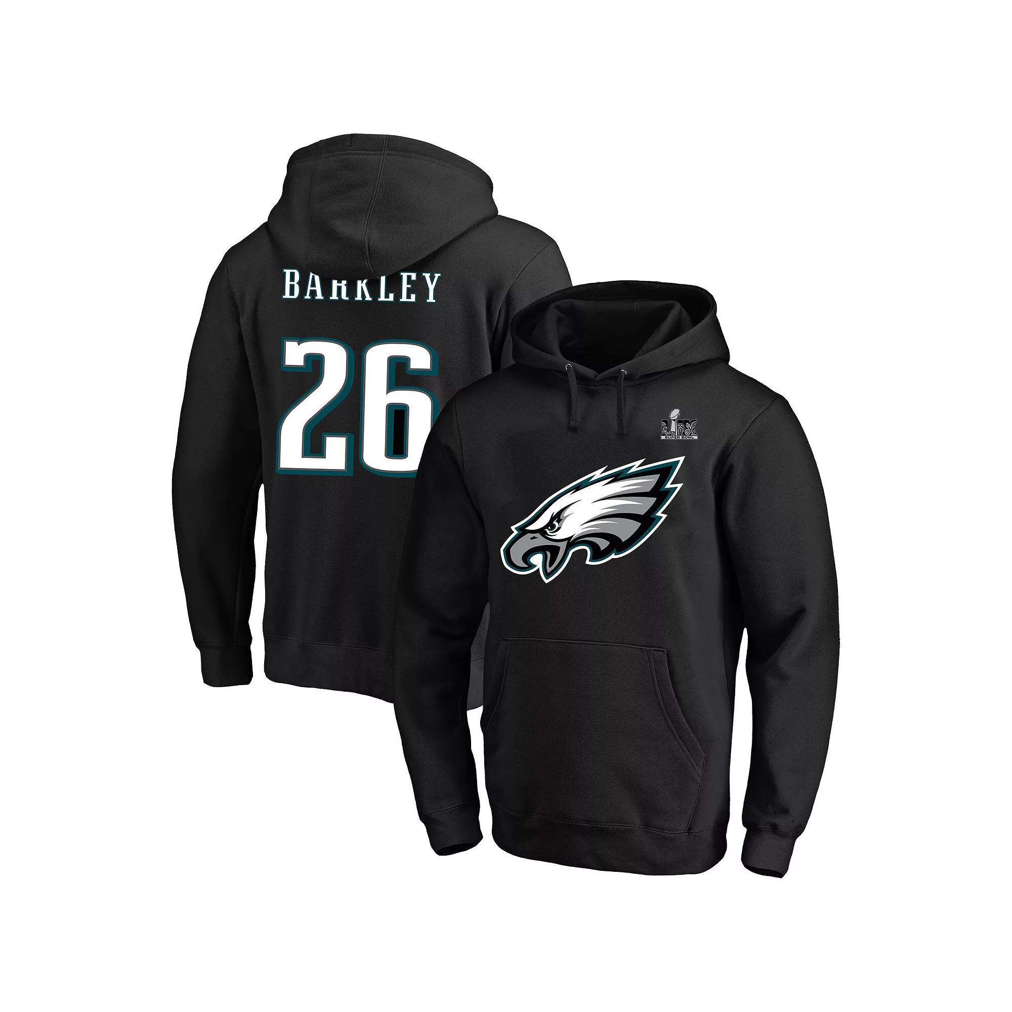 Men's Fanatics Saquon Barkley Black Philadelphia Eagles Super Bowl LIX Big & Tall Name & Number Pullover Hoodie, Size: 4XLT Product Image