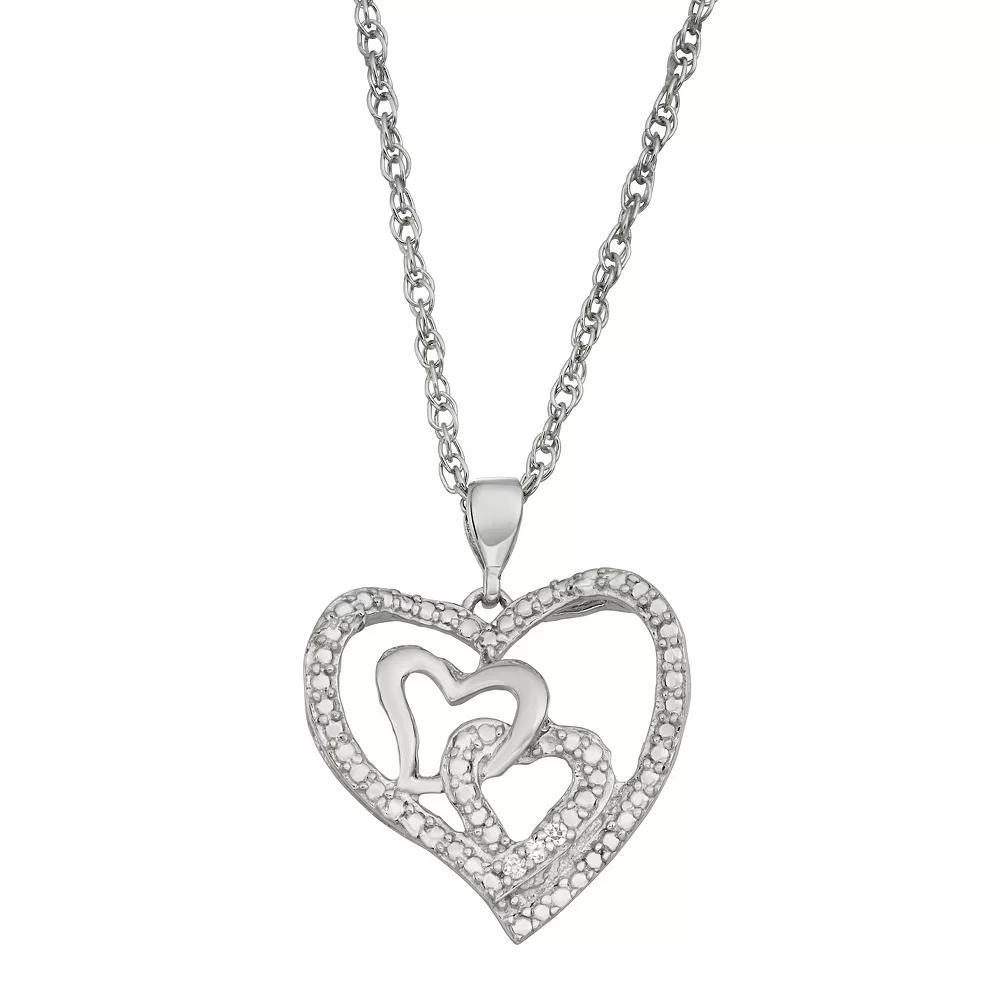 Jewelexcess Sterling Silver Diamond Accent Heart Pendant Necklace, Women's, Size: 18", Silver Tone Product Image