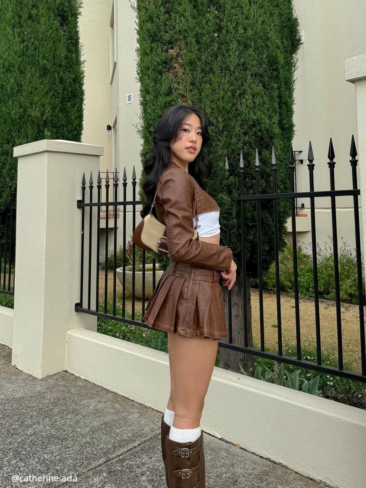 Aelfric Eden Heart Belt Faux Leather Pleated Skirt Female Product Image