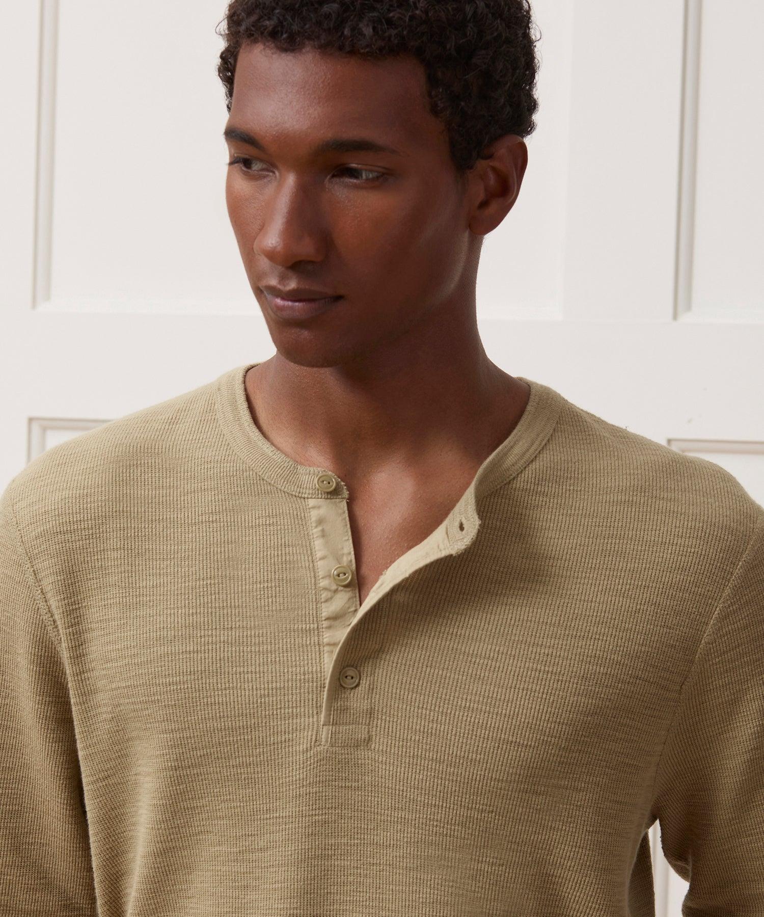 Lightweight Mini Waffle Henley in Baja Dunes Product Image