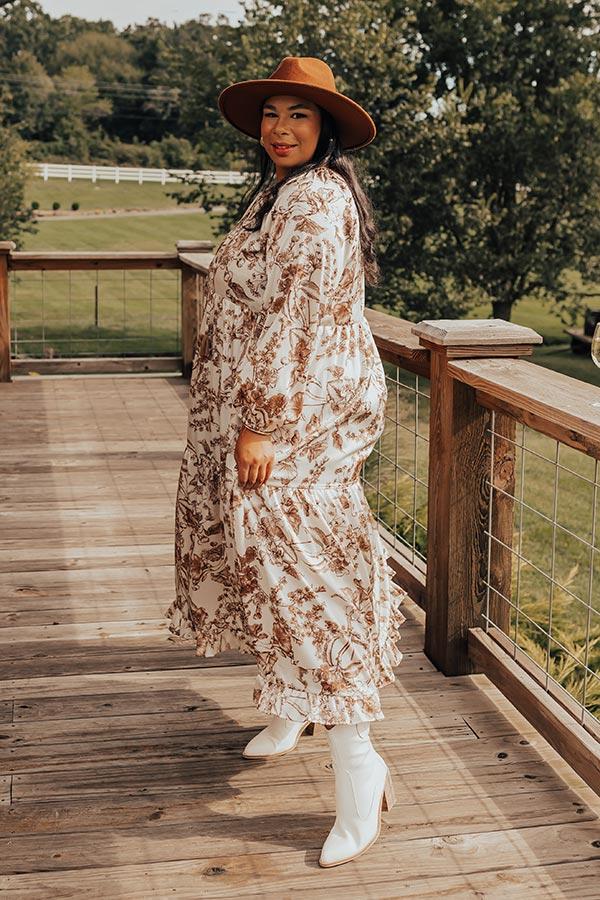 Wine Lover Satin Floral Maxi Dress Curves Product Image