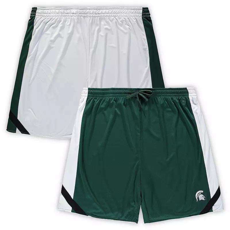 Men's Colosseum Green/White Michigan State Spartans Big & Tall Team Reversible Shorts,  Product Image