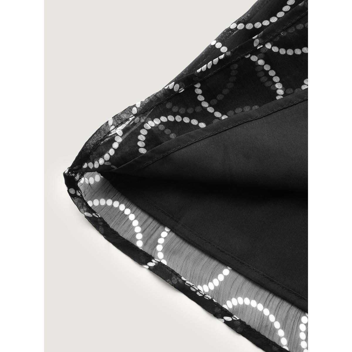 Plus Size Black Polka Dot Mock Neck Mesh Patchwork Blouse Women Workwear Essentials Cap Sleeve Round Neck Work Blouses BloomChic 10/M Product Image